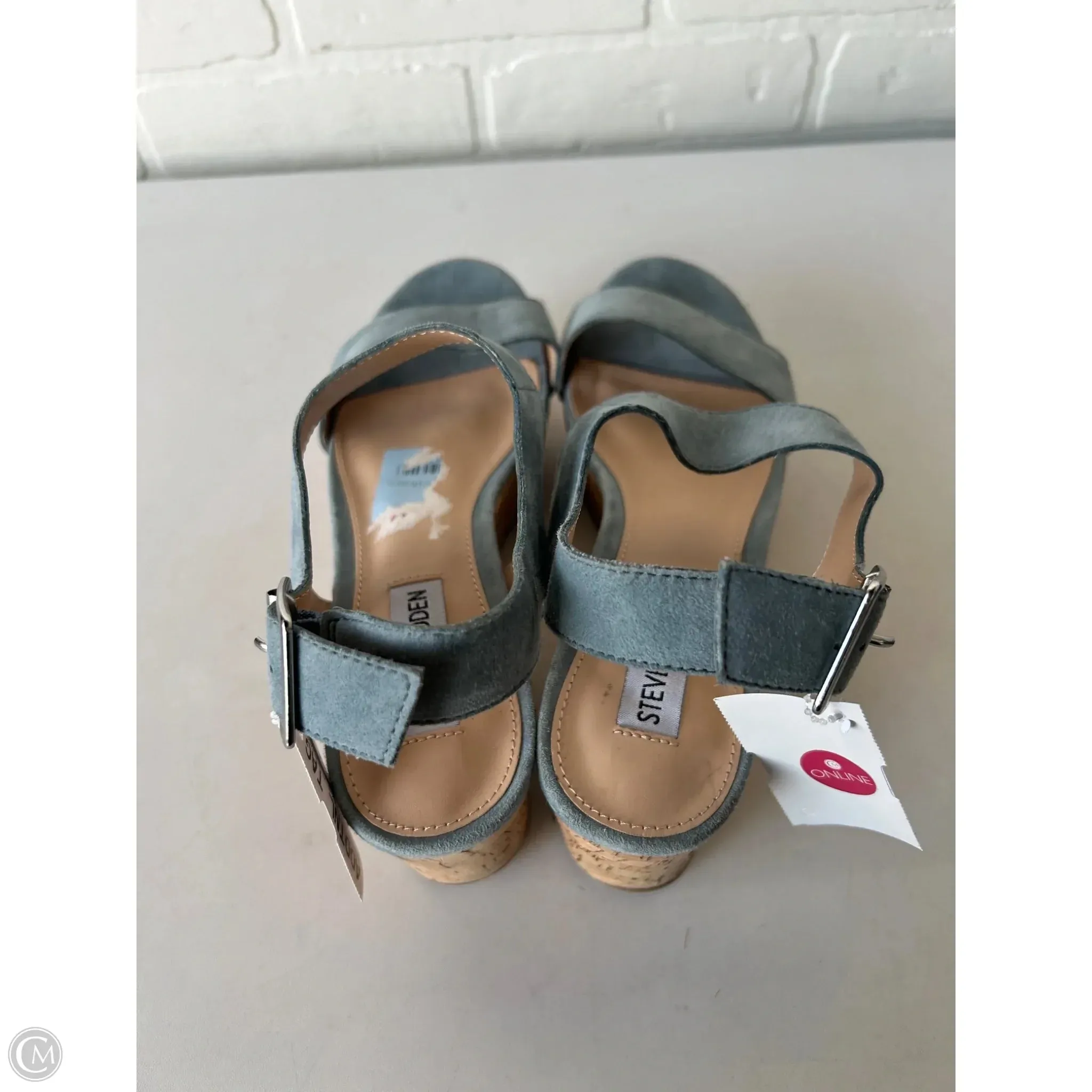 Sandals Heels Wedge By Steve Madden In Blue, Size: 8