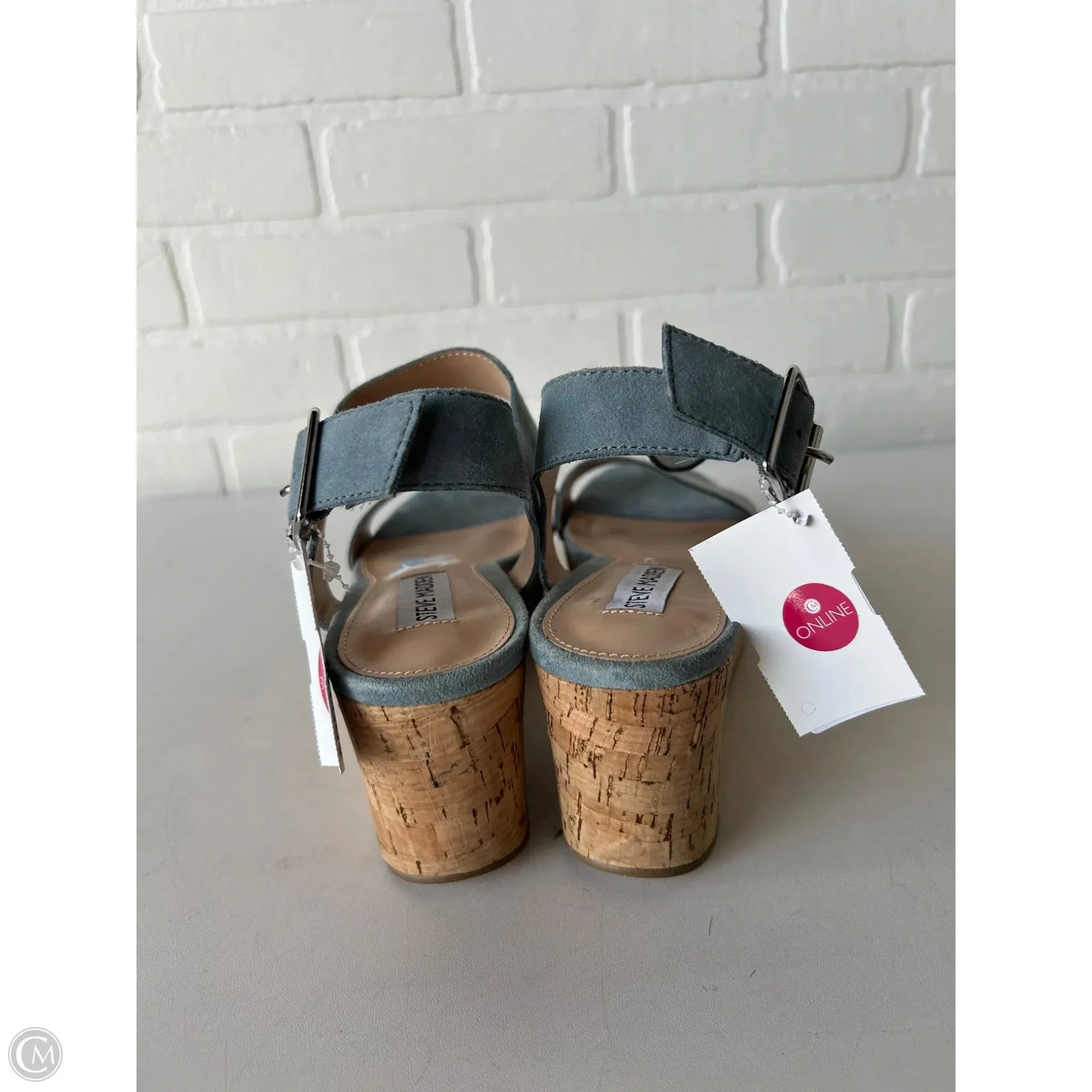 Sandals Heels Wedge By Steve Madden In Blue, Size: 8