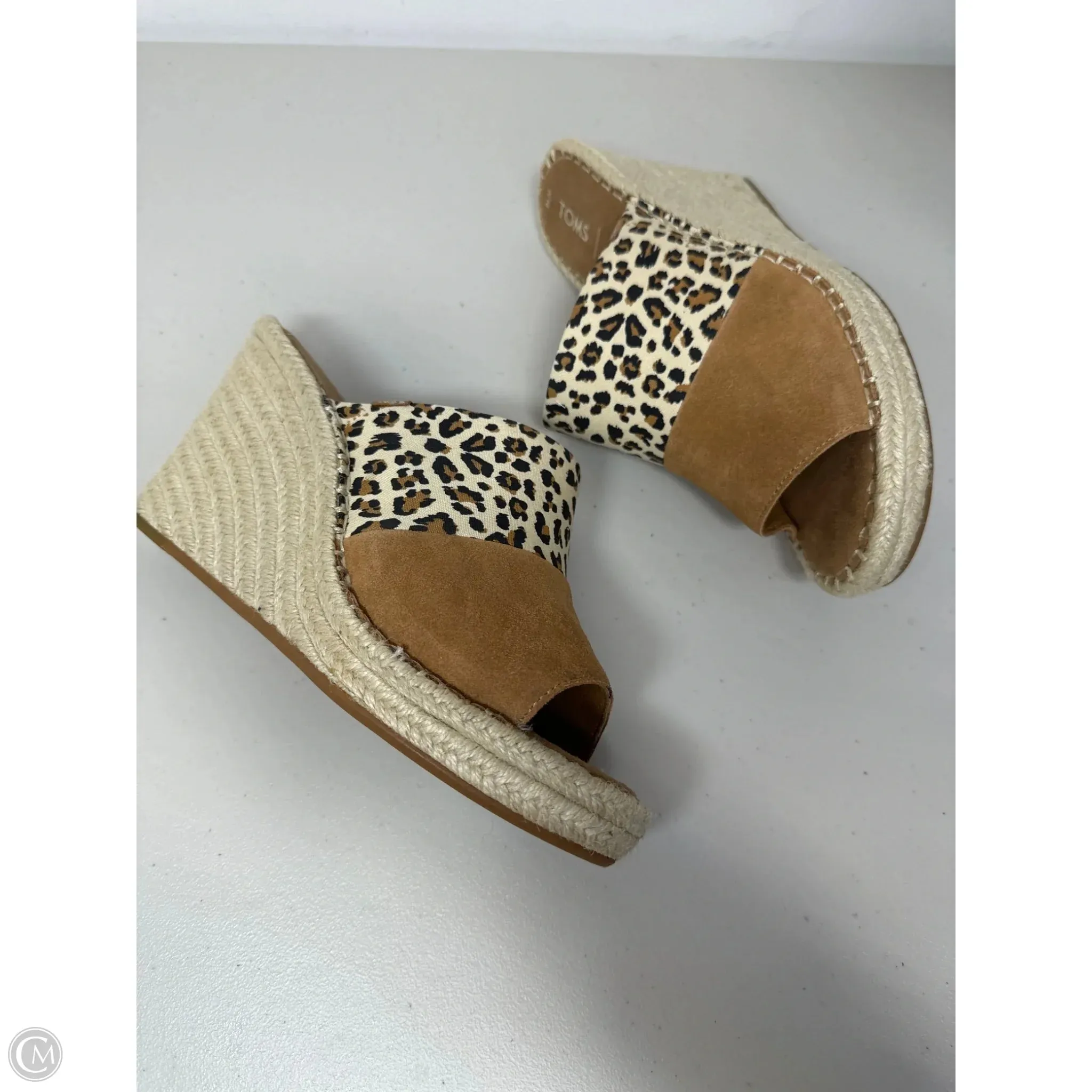 Sandals Heels Wedge By Toms In Animal Print, Size: 10 toms