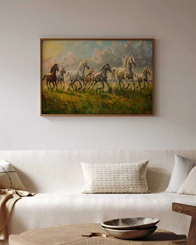 Sapta Ashwa' Freedom in Bloom Vastu Wall Art - 24" x 36"nordic style wall decor