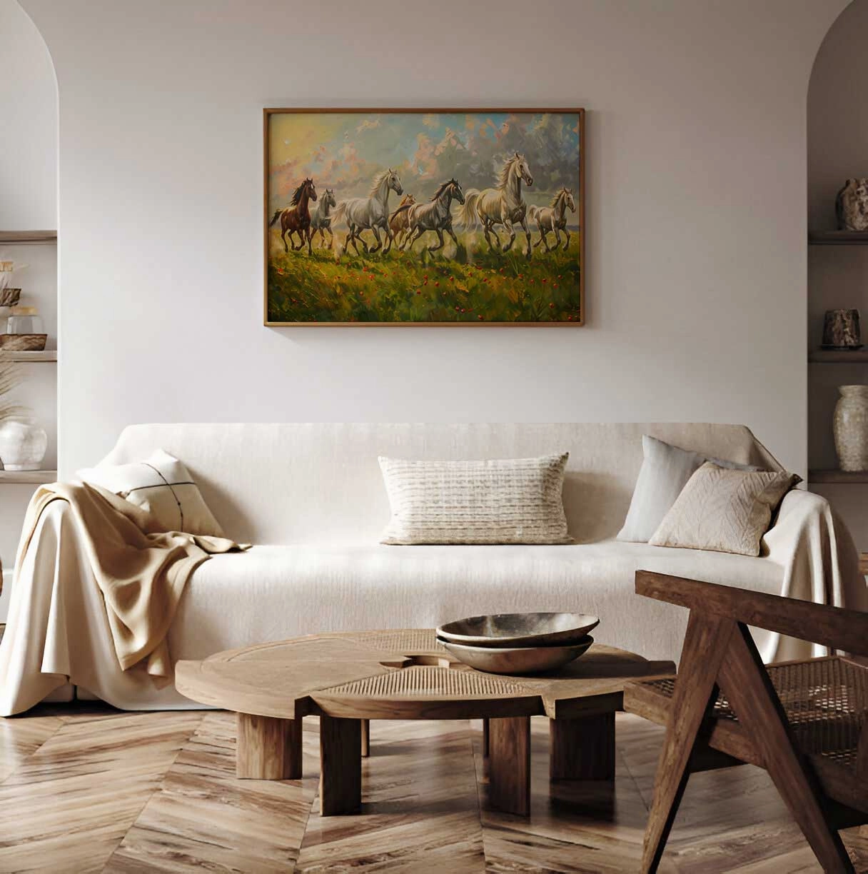 Sapta Ashwa' Freedom in Bloom Vastu Wall Art - 24" x 36"
