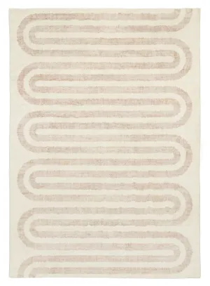 Sargola Ivory Curve Pattern Washable Rugmodern color block patchwork rug