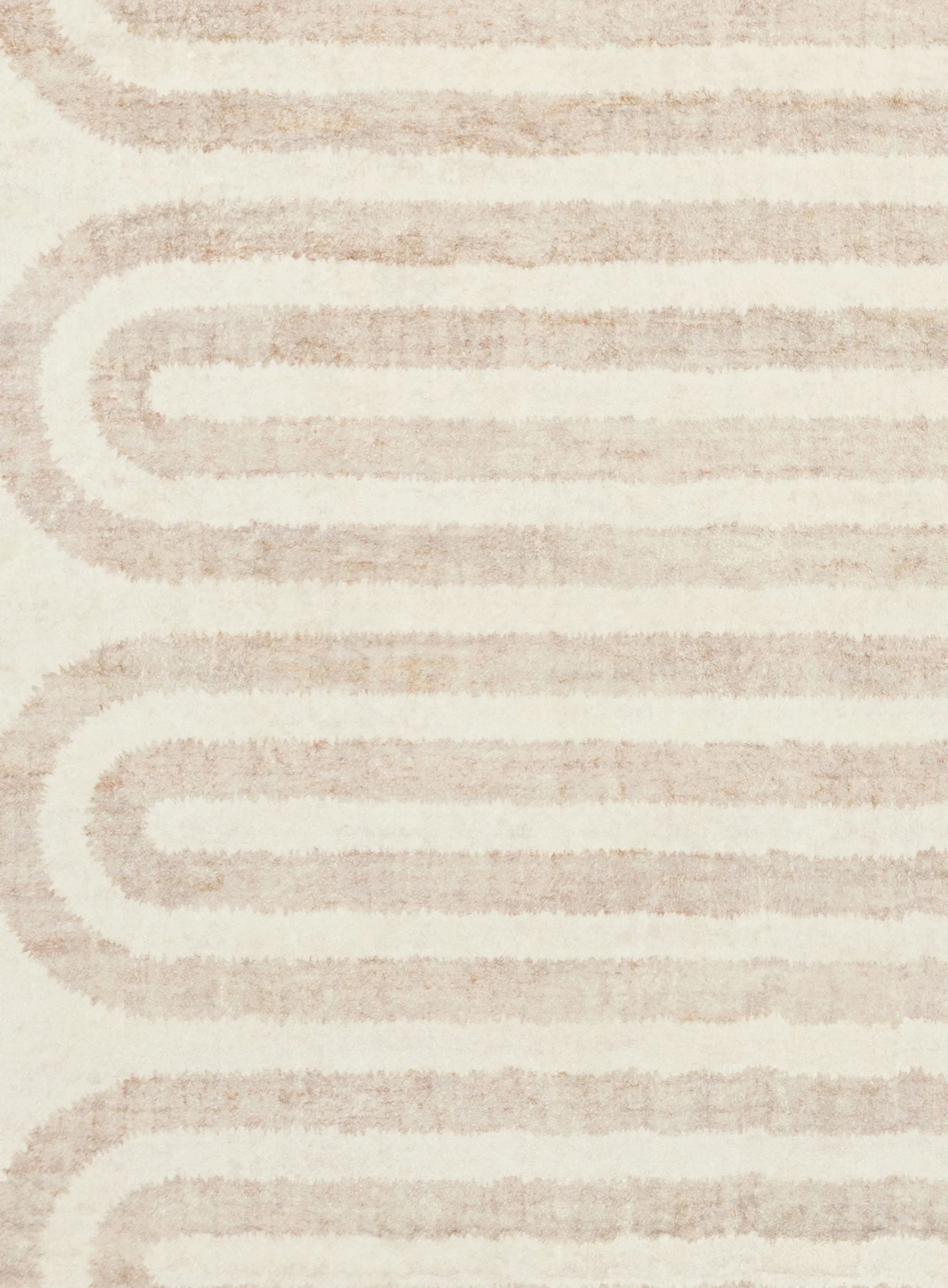 Sargola Ivory Curve Pattern Washable Rug