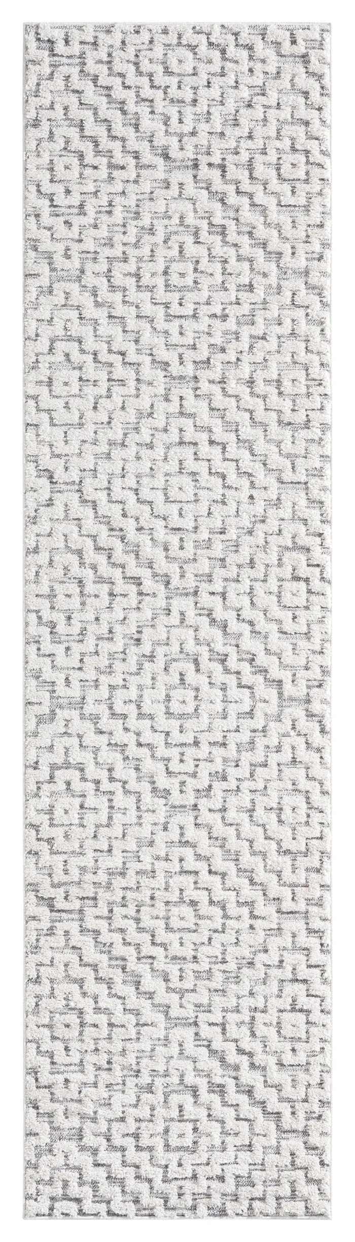 Sarita Ivory and Grey Geometric Textured Runner Rugmodern color block patchwork rug