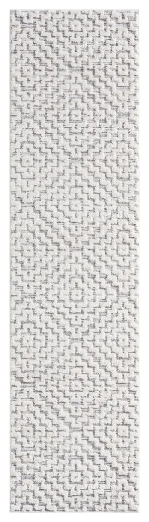 Sarita Ivory and Grey Geometric Textured Runner Rugmodern color block patchwork rug