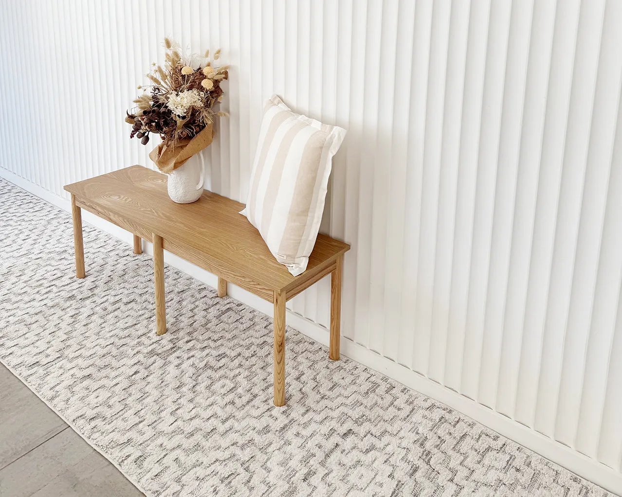 Sarita Ivory and Grey Geometric Textured Runner Rug