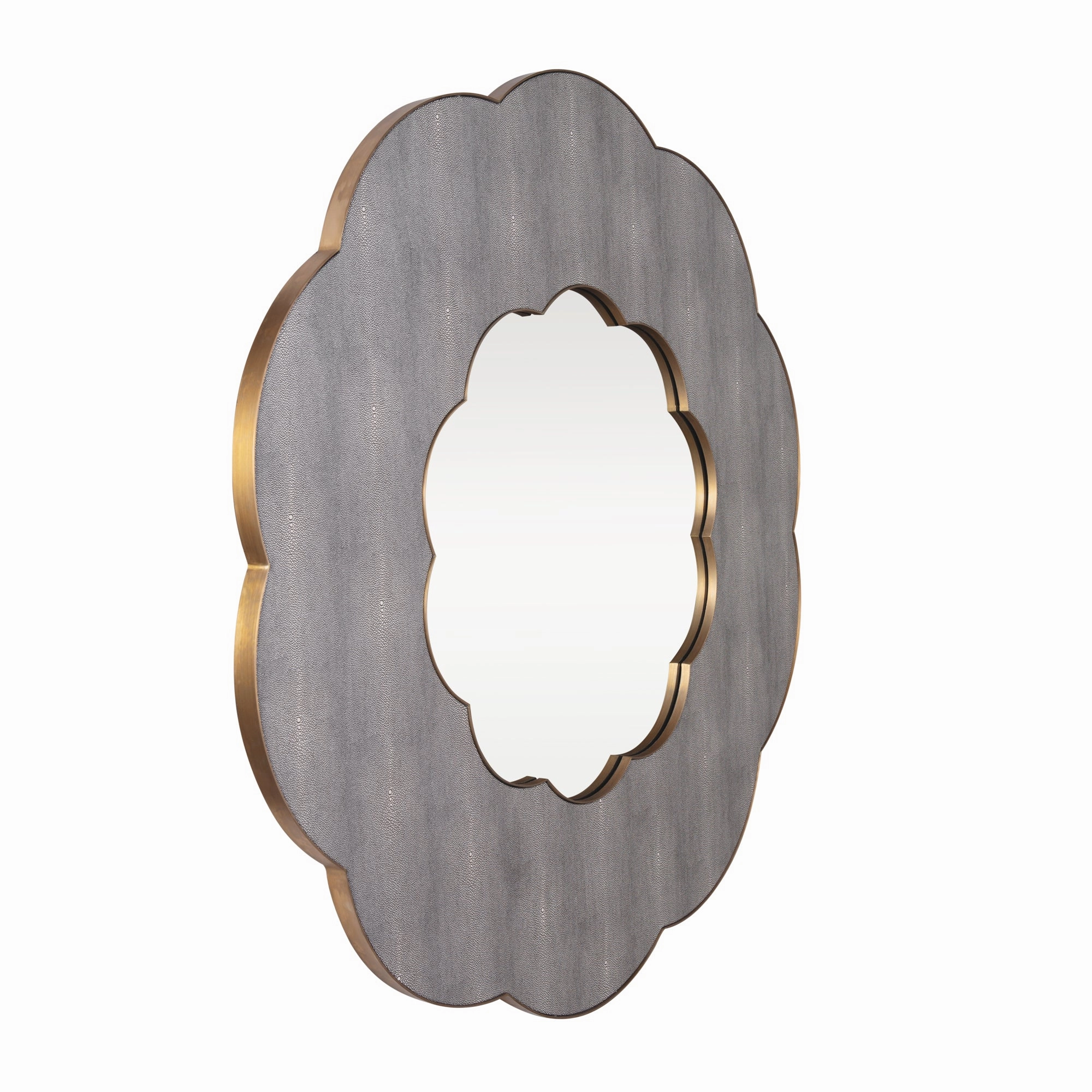 Scallop 453MI54A 54-in Wall Mirror - Gray Shagreen/Weathered Brass