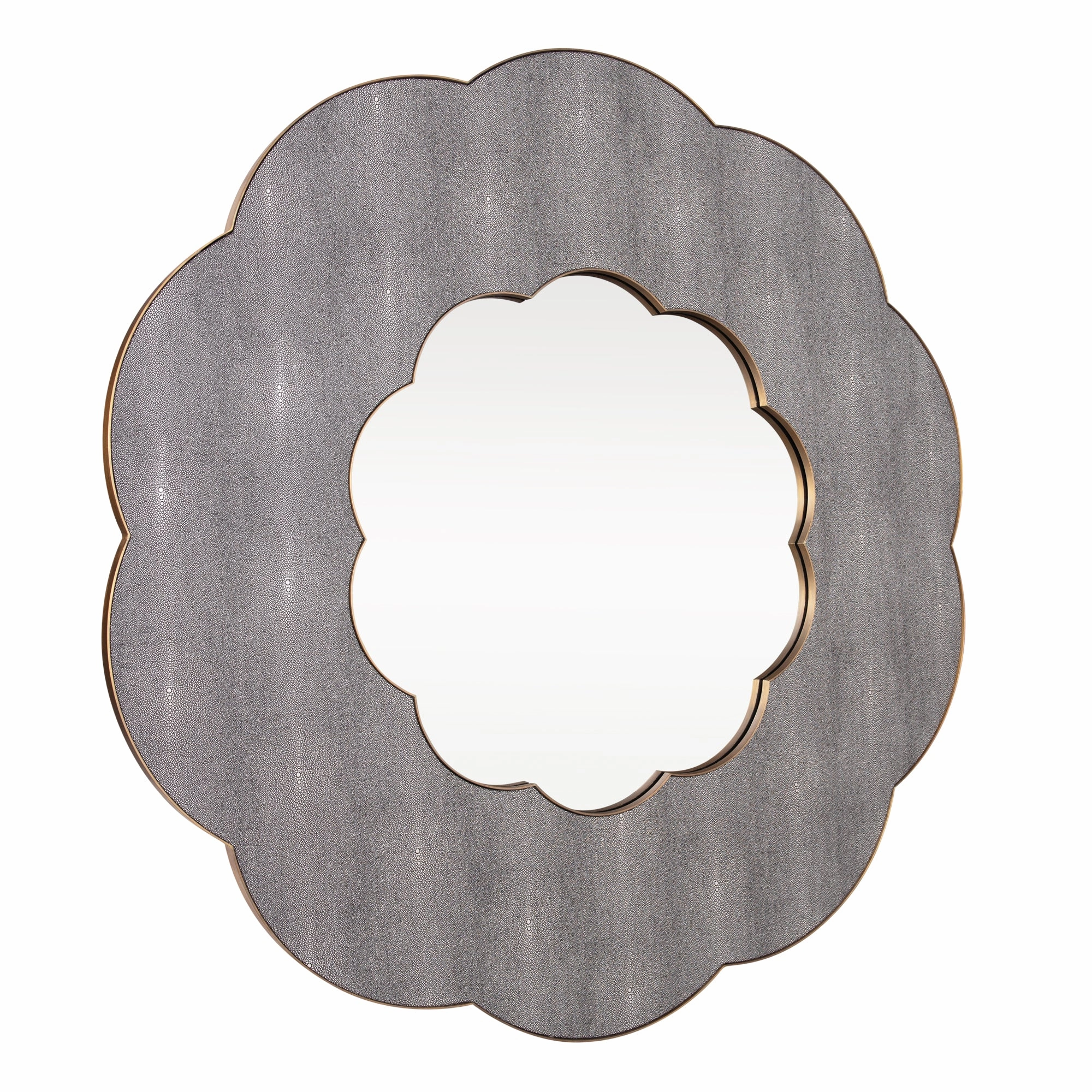 Scallop 453MI54A 54-in Wall Mirror - Gray Shagreen/Weathered Brass