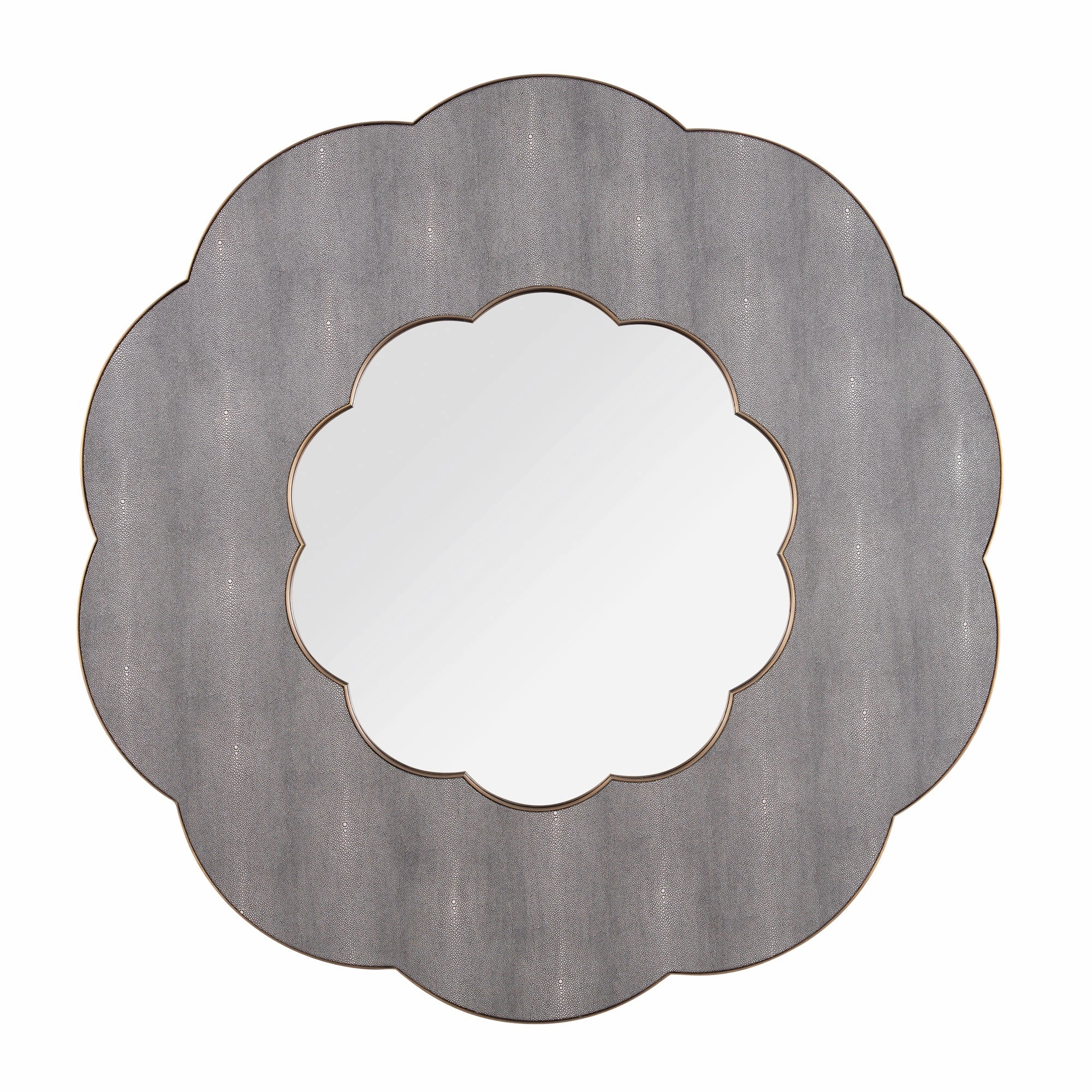 Scallop 453MI54A 54-in Wall Mirror - Gray Shagreen/Weathered Brasswall mounted decorative mirror,full length dressing mirror