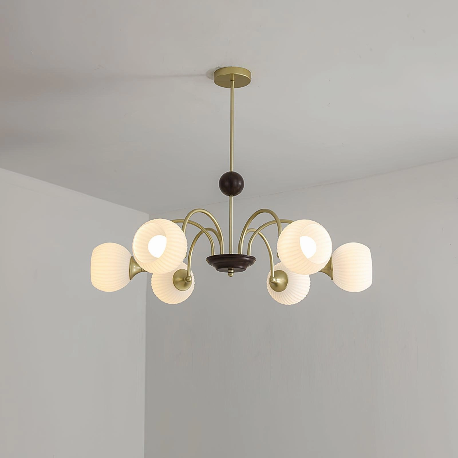 Sculptural Glass Ribbed Chandelier