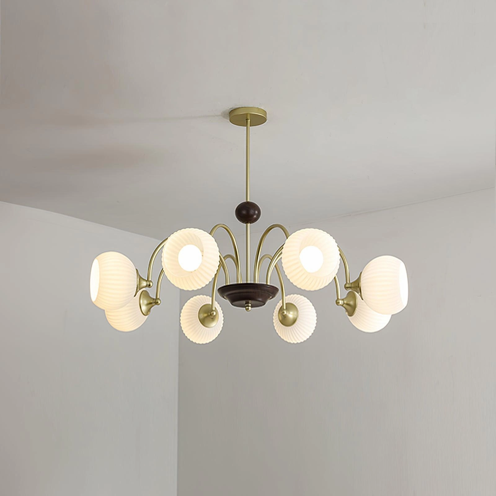 Sculptural Glass Ribbed Chandelier