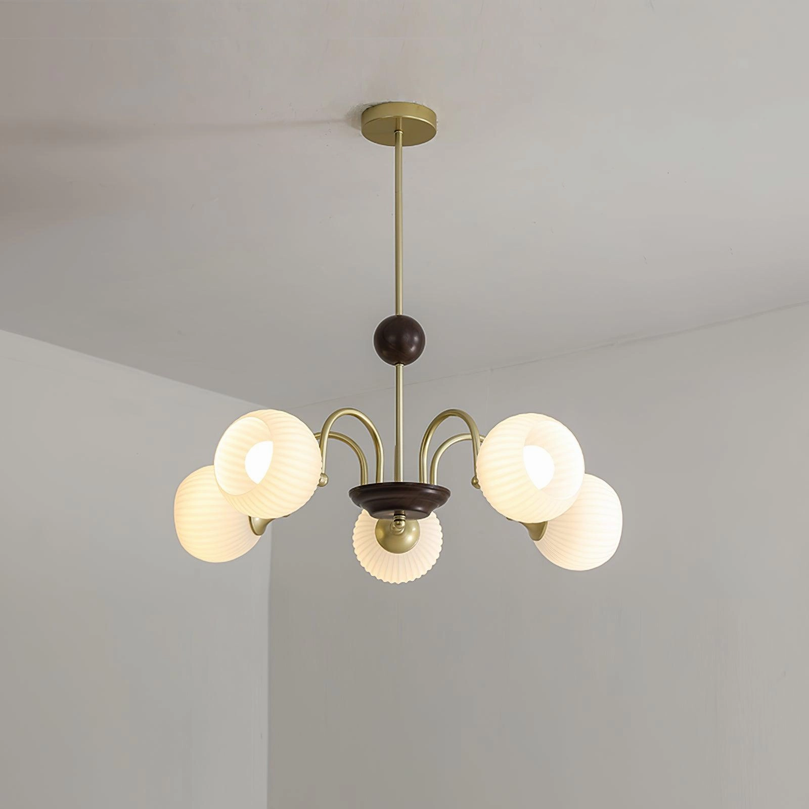 Sculptural Glass Ribbed Chandelier
