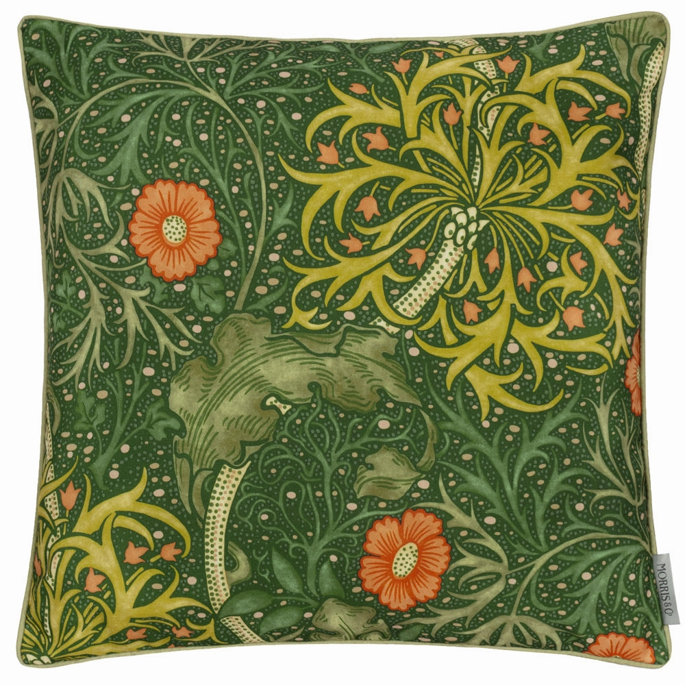 Seaweed Printed Outdoor Cushion Forest Green