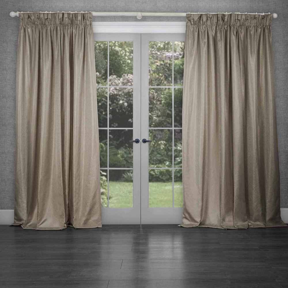 Sereno Woven Pencil Pleat Curtains Truffle