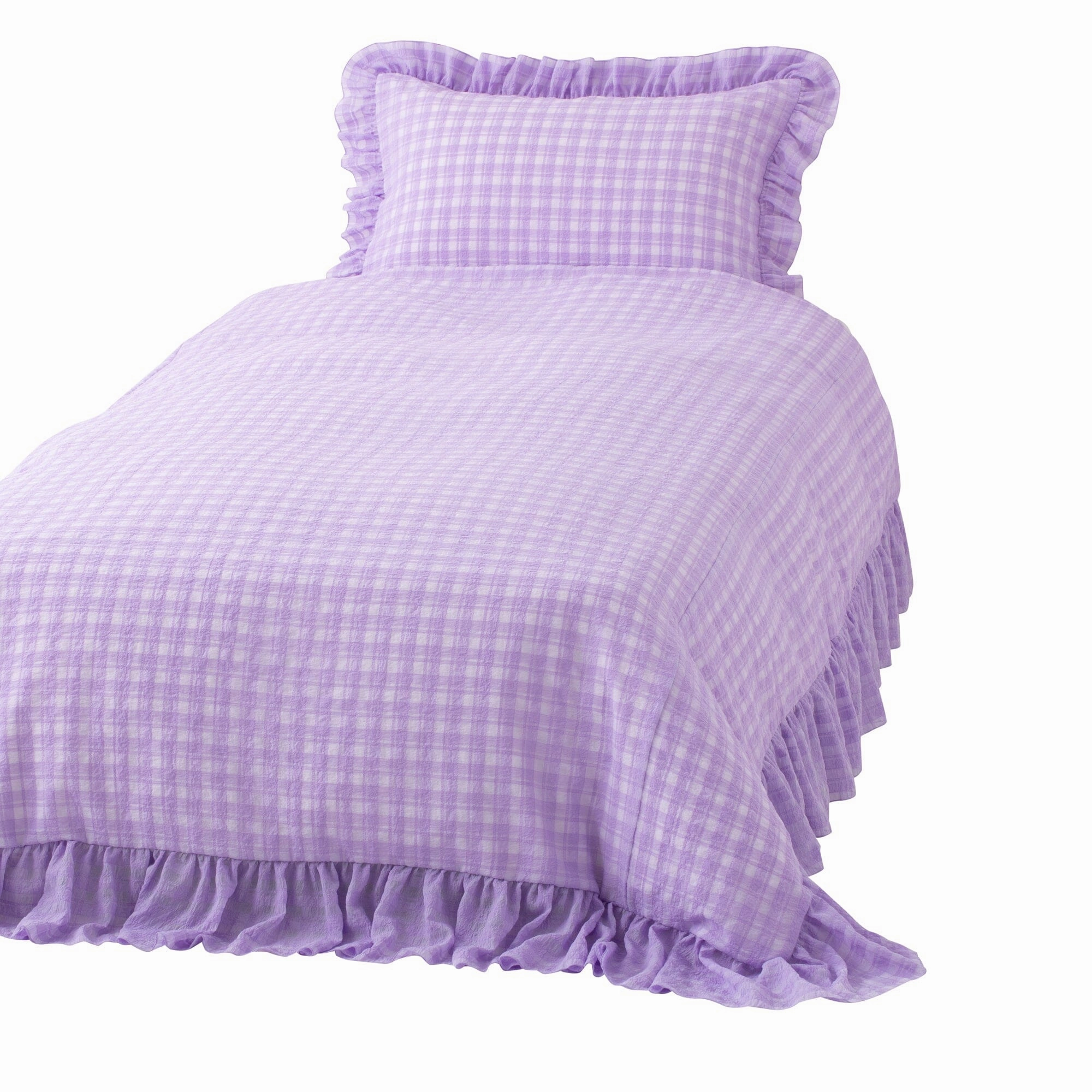 Sheer Check Ruffle Conforter Double Purplebedding sets ,throw blankets 