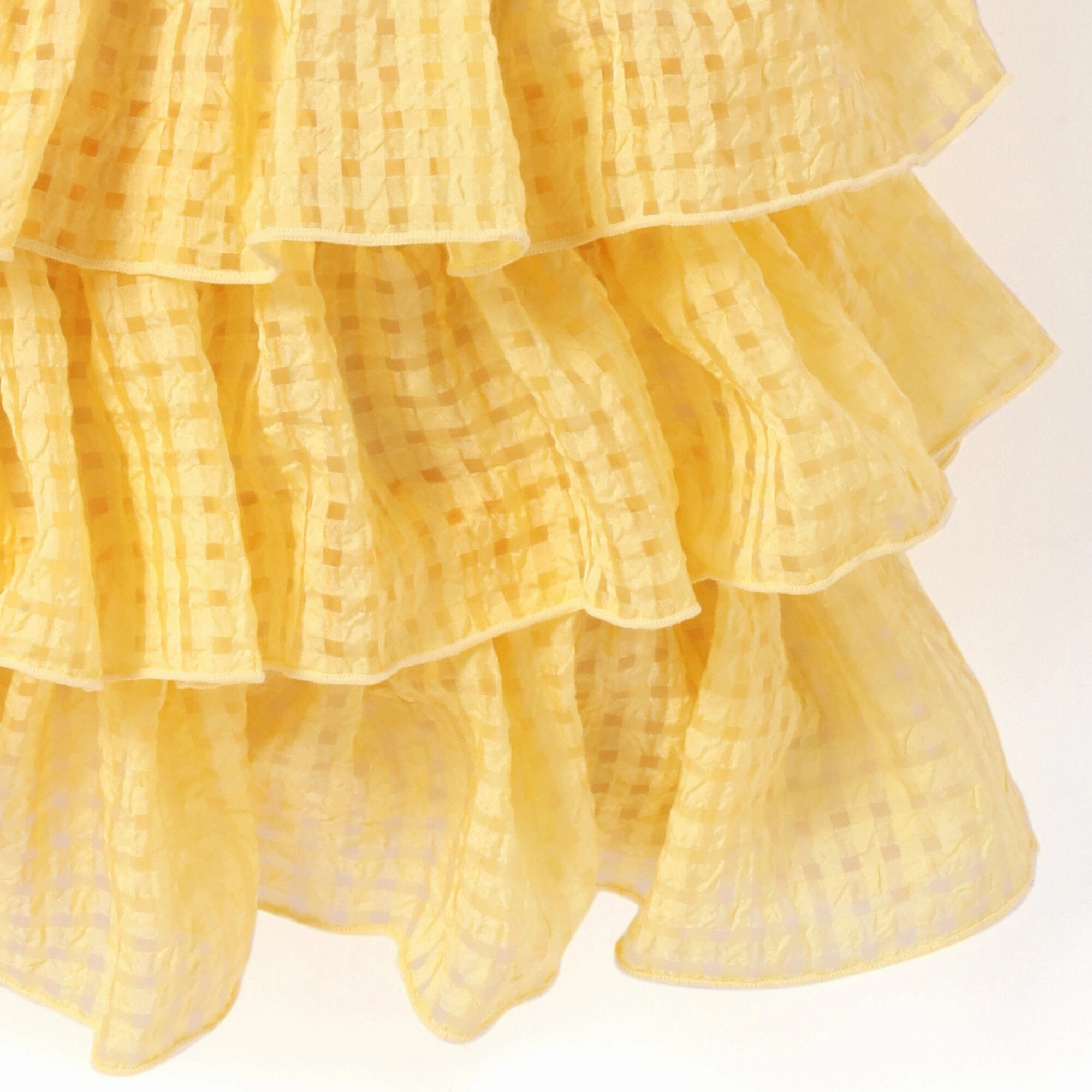Sheer Frill Check Cushion Cover 450 X 450 Yellow