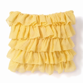 Sheer Frill Check Cushion Cover 450 X 450 Yellowbedding sets ,throw blankets 