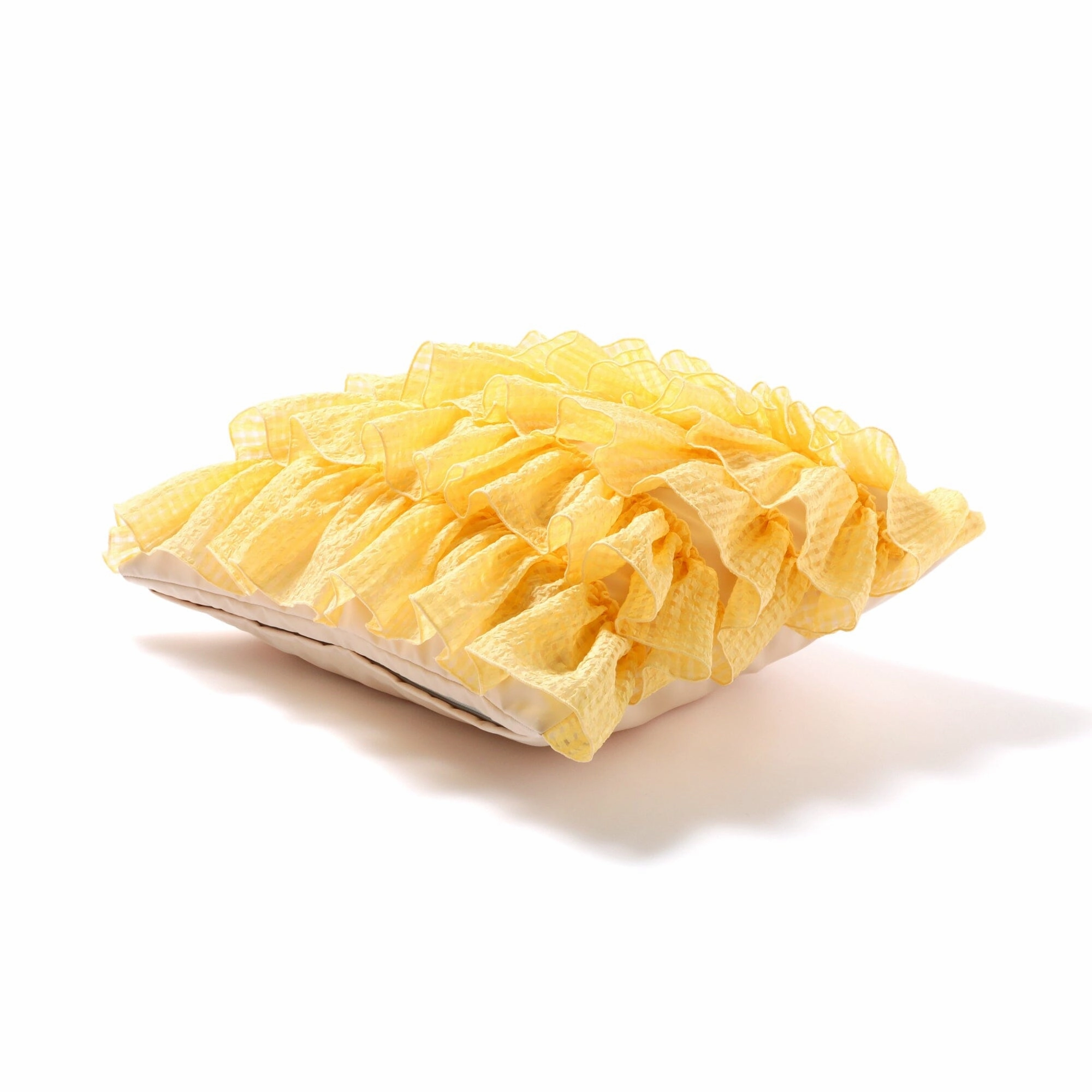 Sheer Frill Check Cushion Cover 450 X 450 Yellow