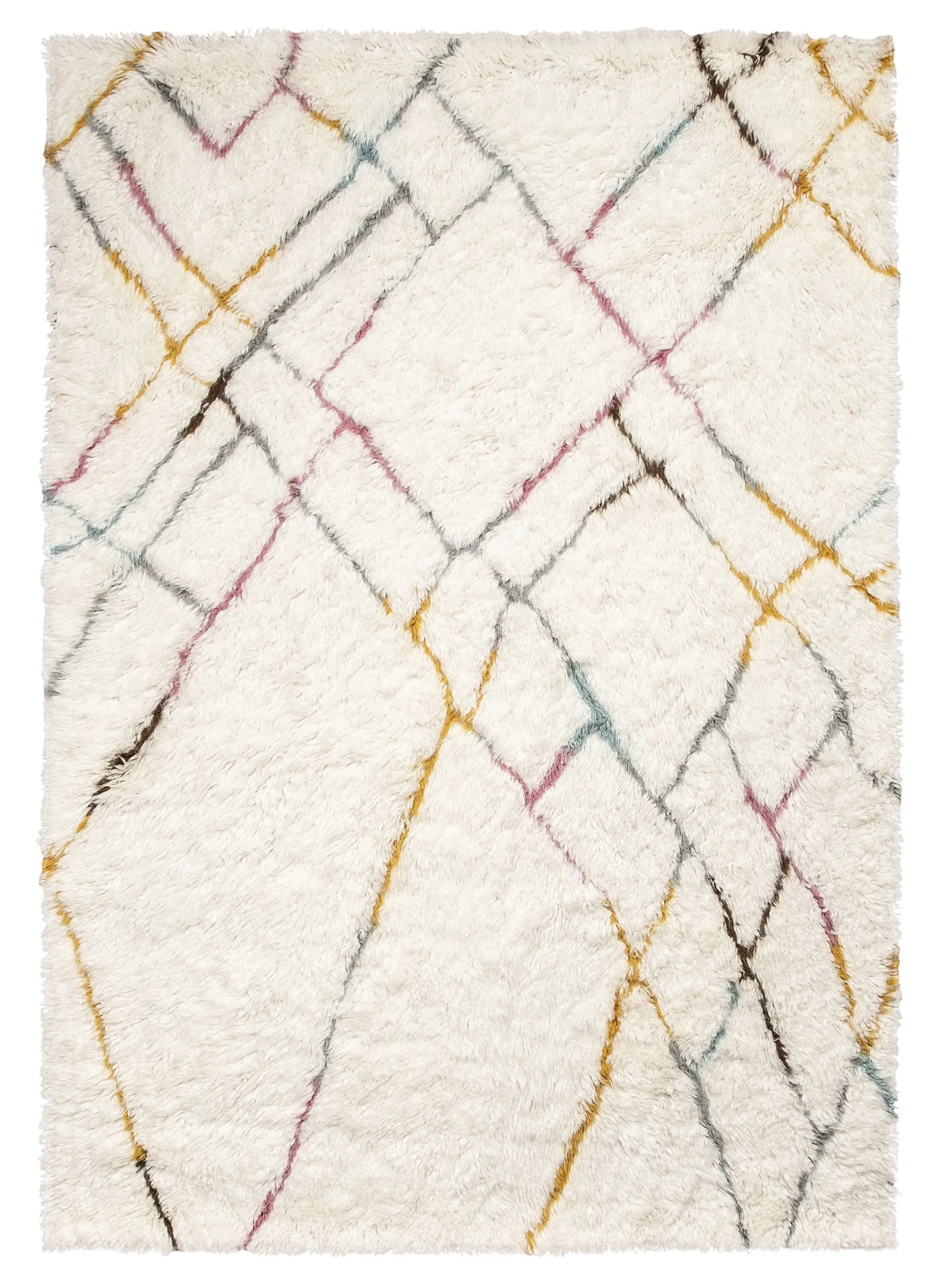 Sherry Multi-Colour Abstract Tribal Shag Rug *NO RETURNS UNLESS FAULTYmodern color block patchwork rug