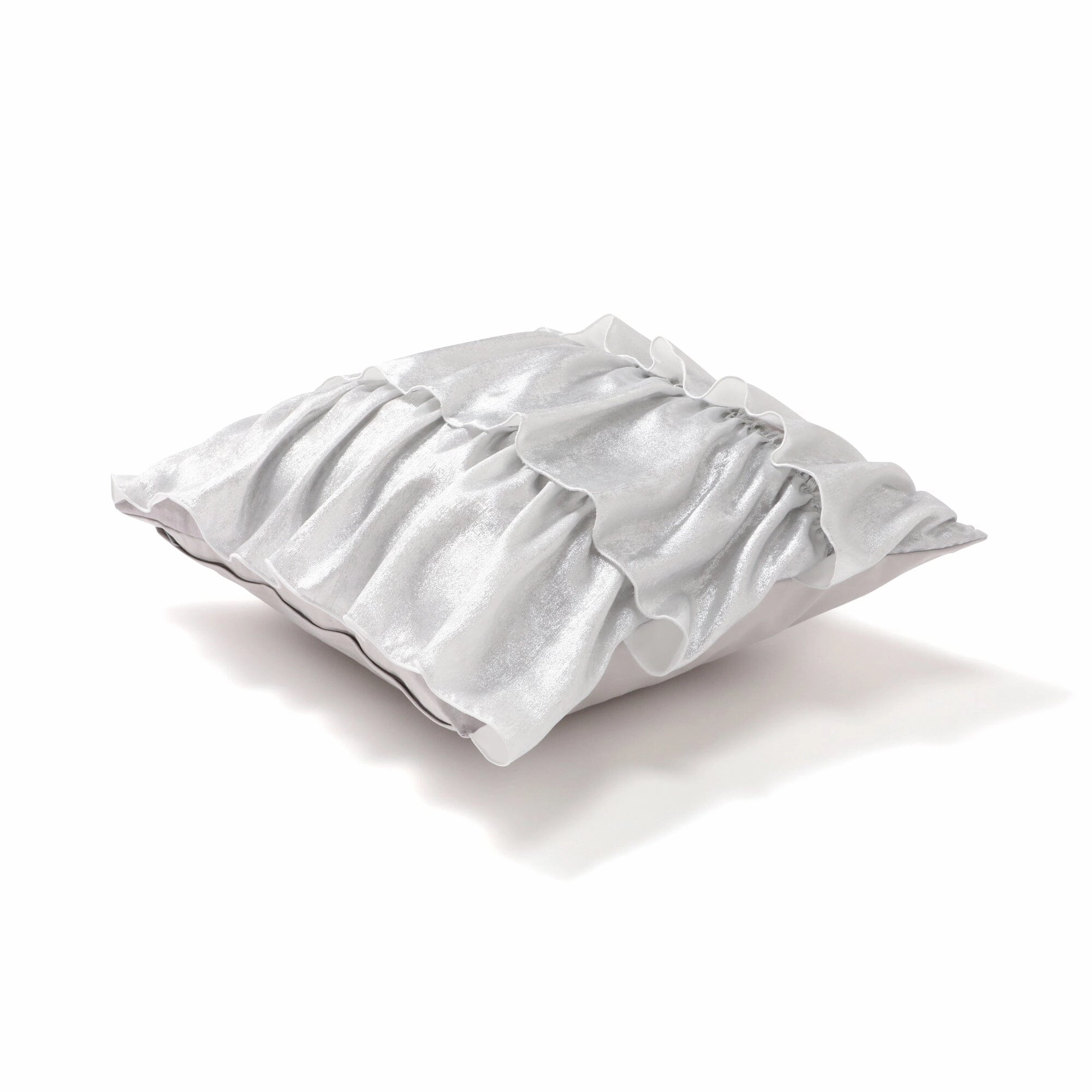 Shiny Frill Cushion Cover 450 X 450 Silver