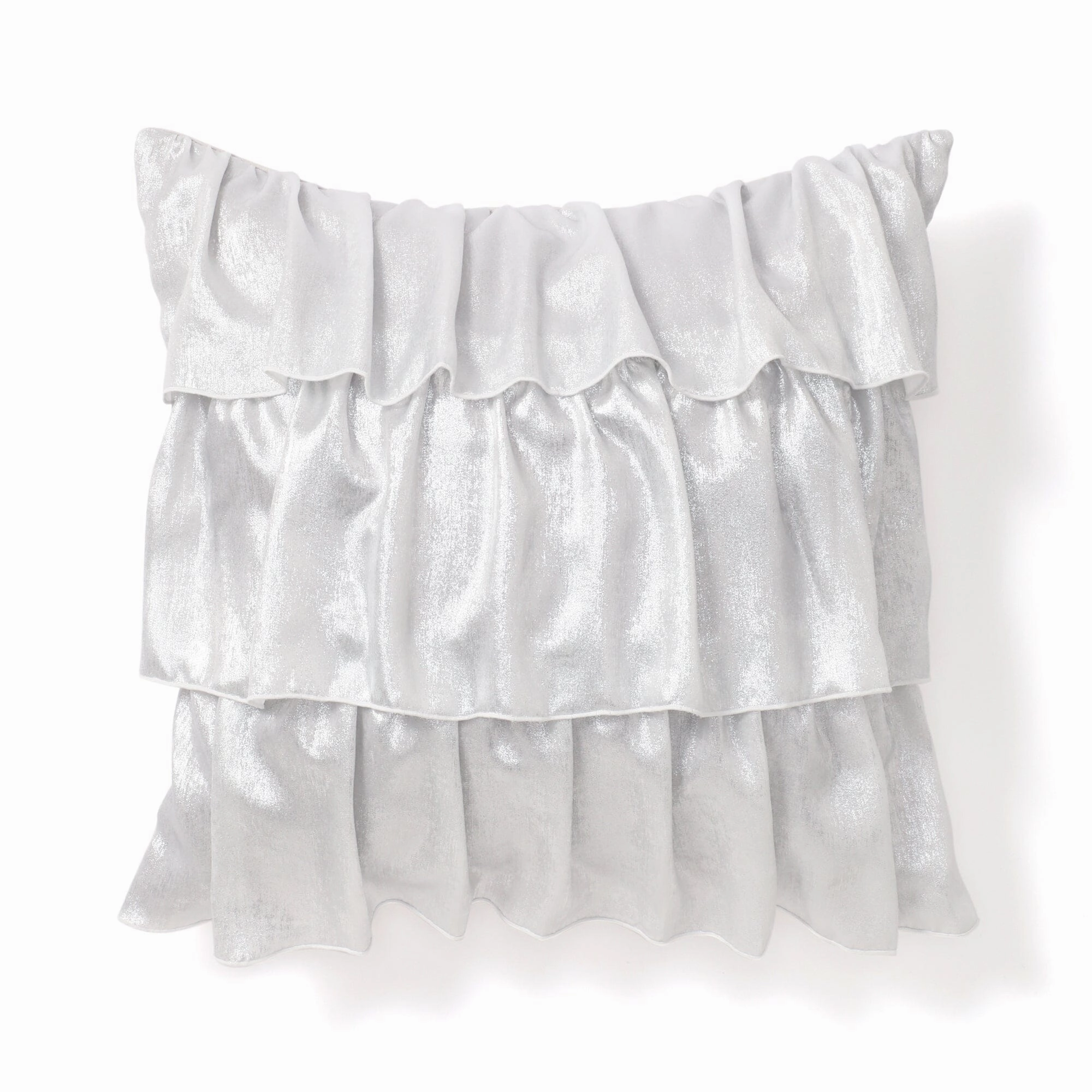 Shiny Frill Cushion Cover 450 X 450 Silverbedding sets ,throw blankets 