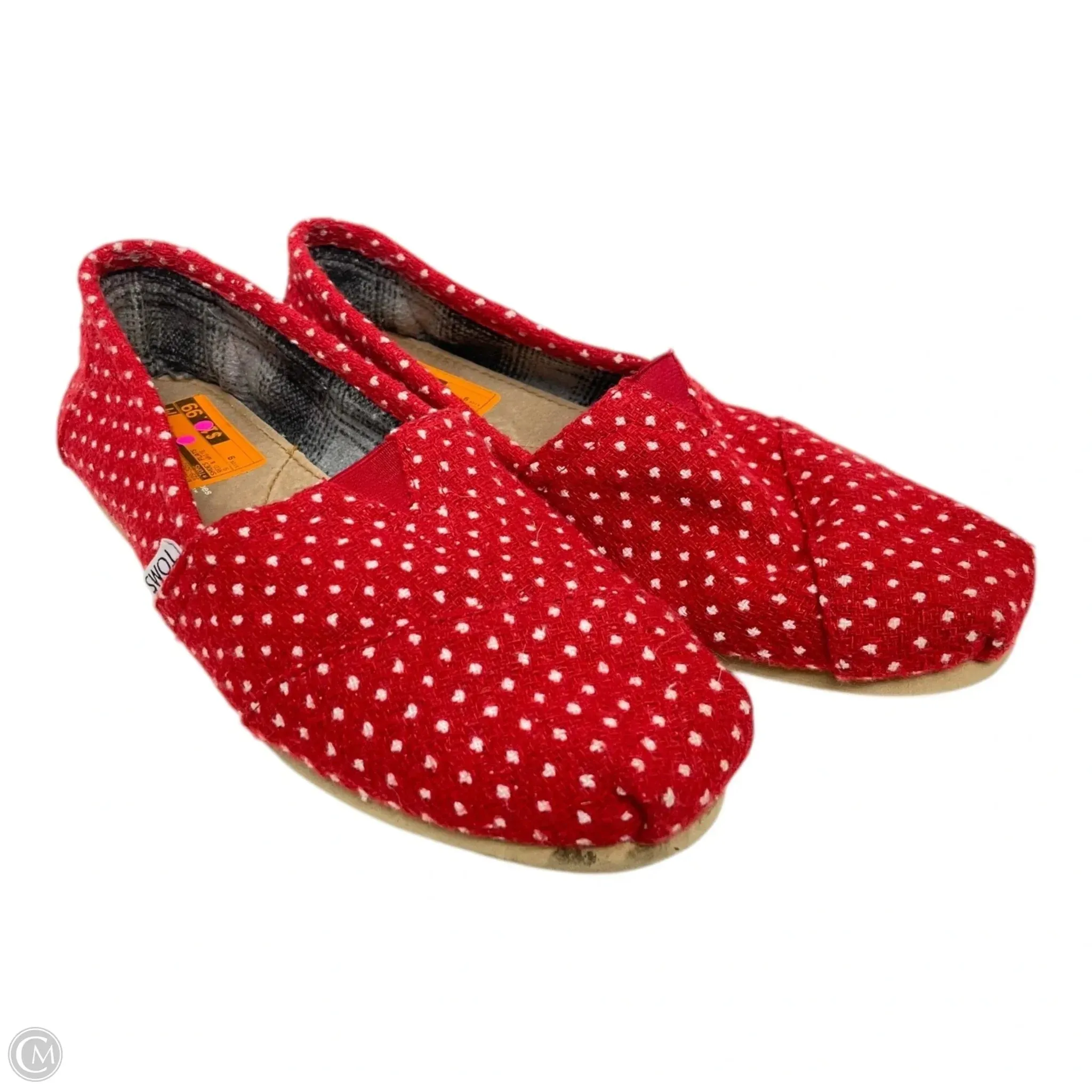 Shoes Flats By Toms In Red & White, Size: 9 toms