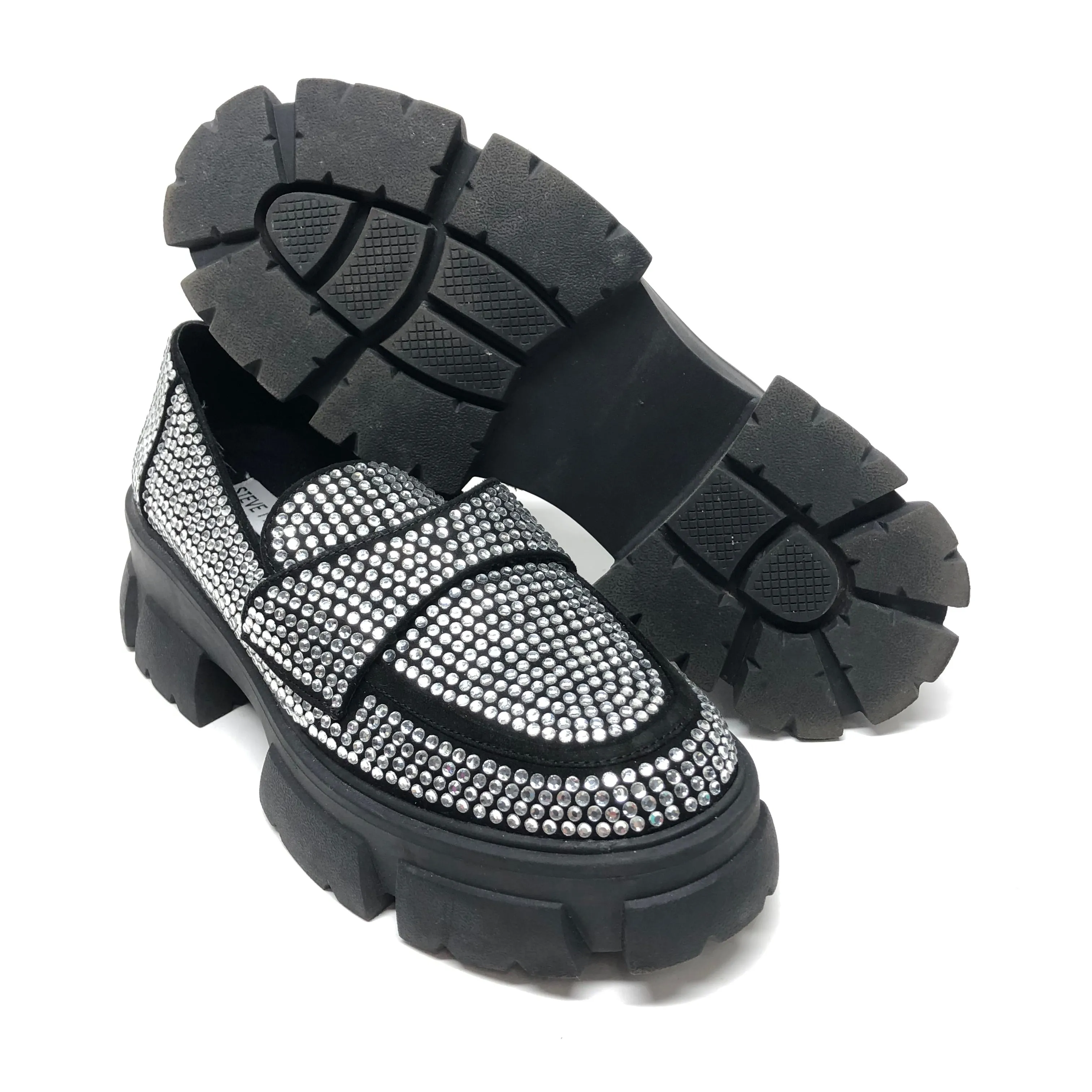 Shoes Heels Block By Steve Madden In Black & Silver, Size: 8 steve madden
