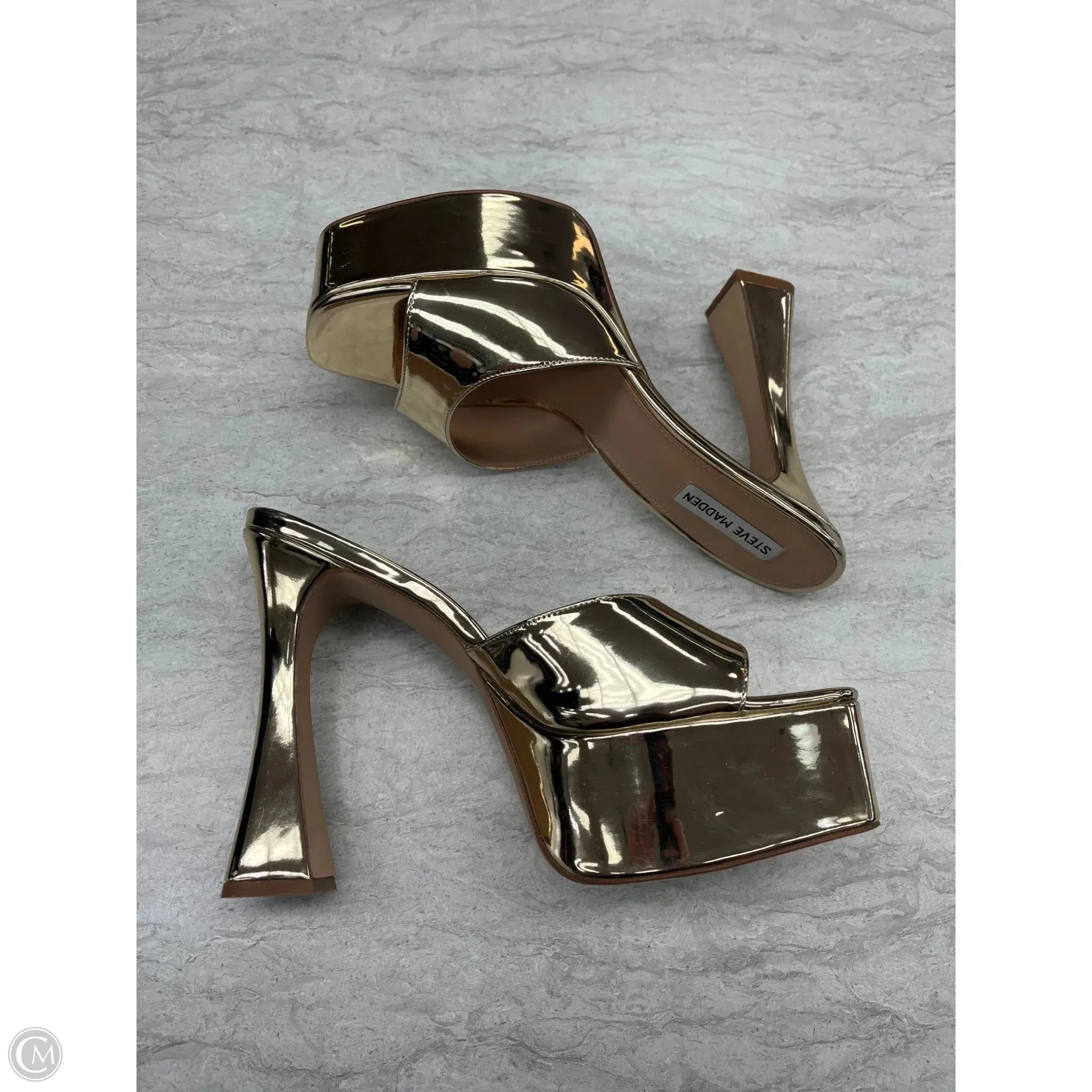 Shoes Heels Block By Steve Madden In Gold, Size: 11