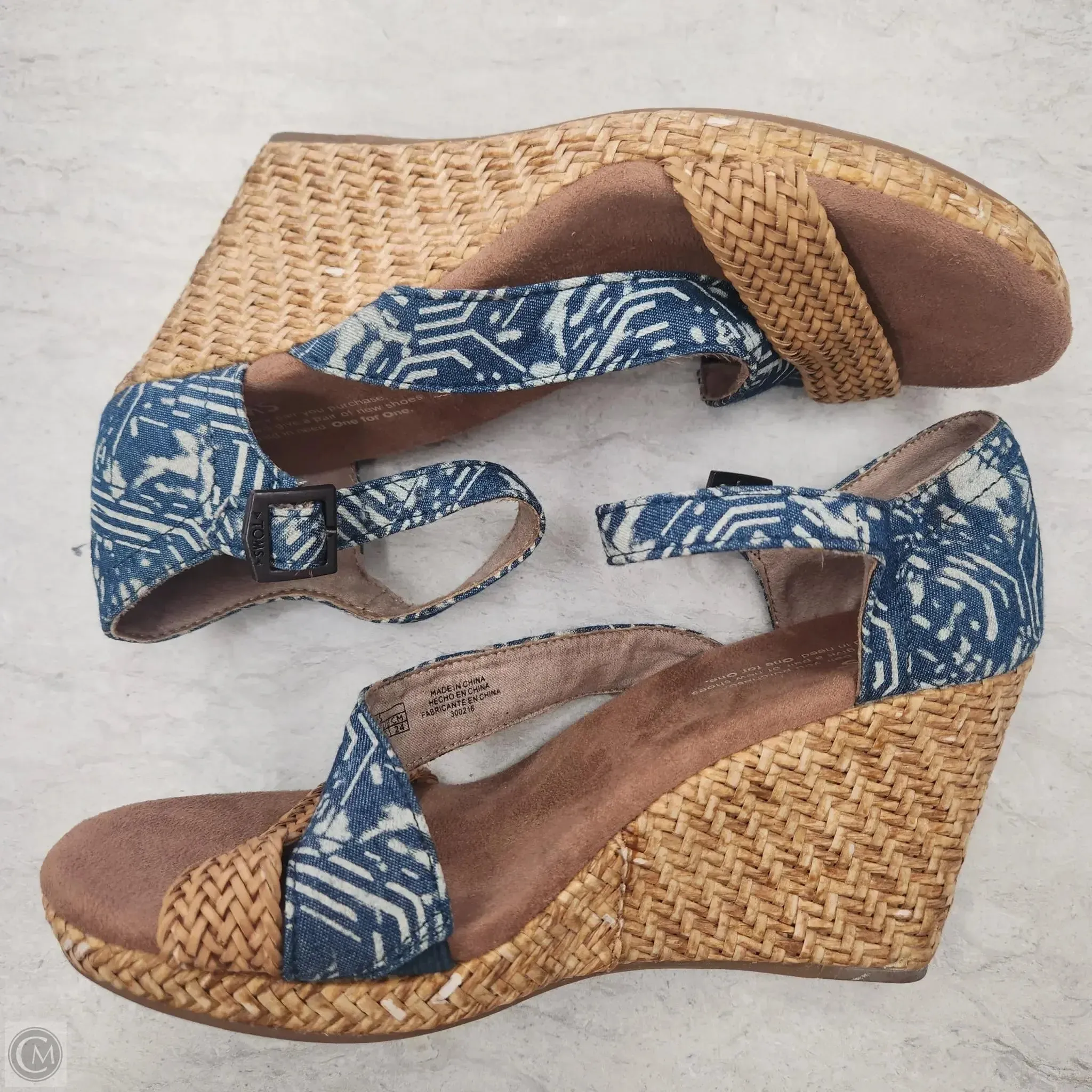 Shoes Heels Wedge By Toms In Blue & Tan, Size: 7 toms