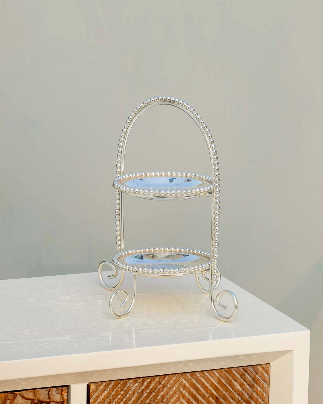 Silver Arch Shaped Double Layered Cake Stand
