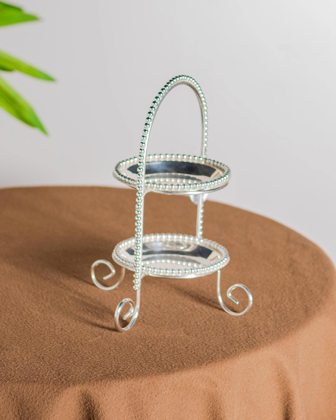 Silver Arch Shaped Double Layered Cake Stand