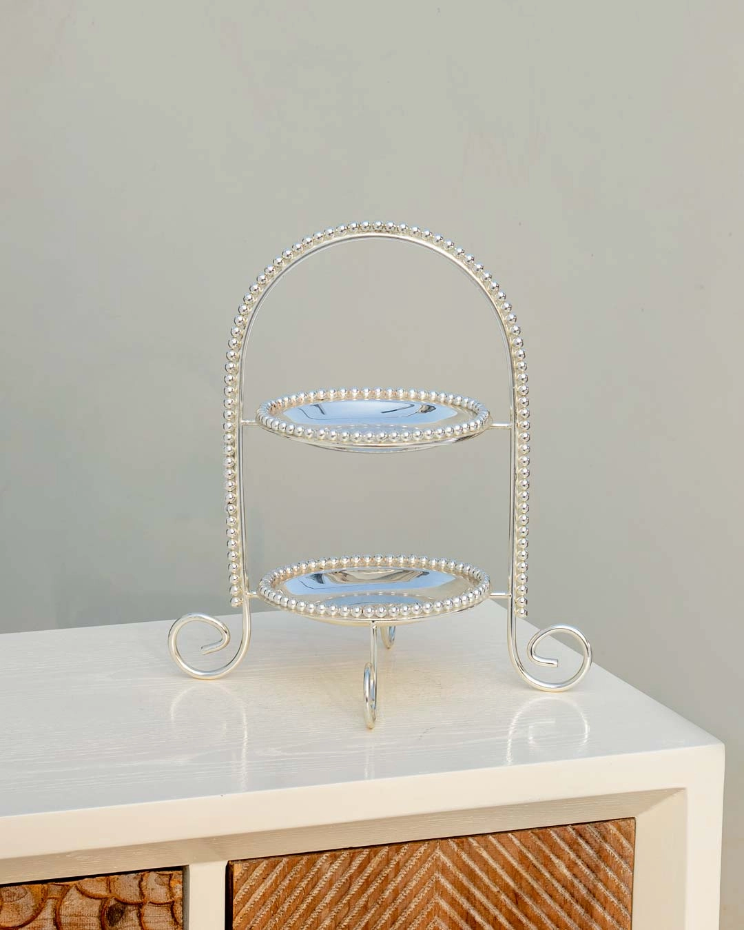 Silver Arch Shaped Double Layered Cake Stand