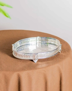 Silver Garden Oval Serving Tray - 14.5"modern kitchen decor ,kitchen dinner set ,dinnerware 