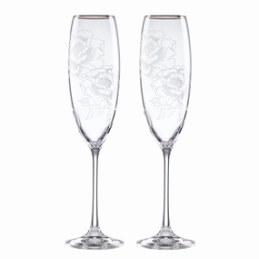 Silver Peony Toasting Fluteglass cups ,personalized mugs 