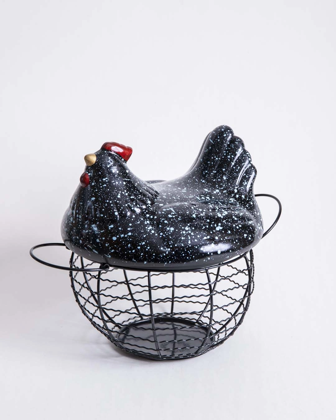 Silver Splatter - Ceramic Top Rooster Basket