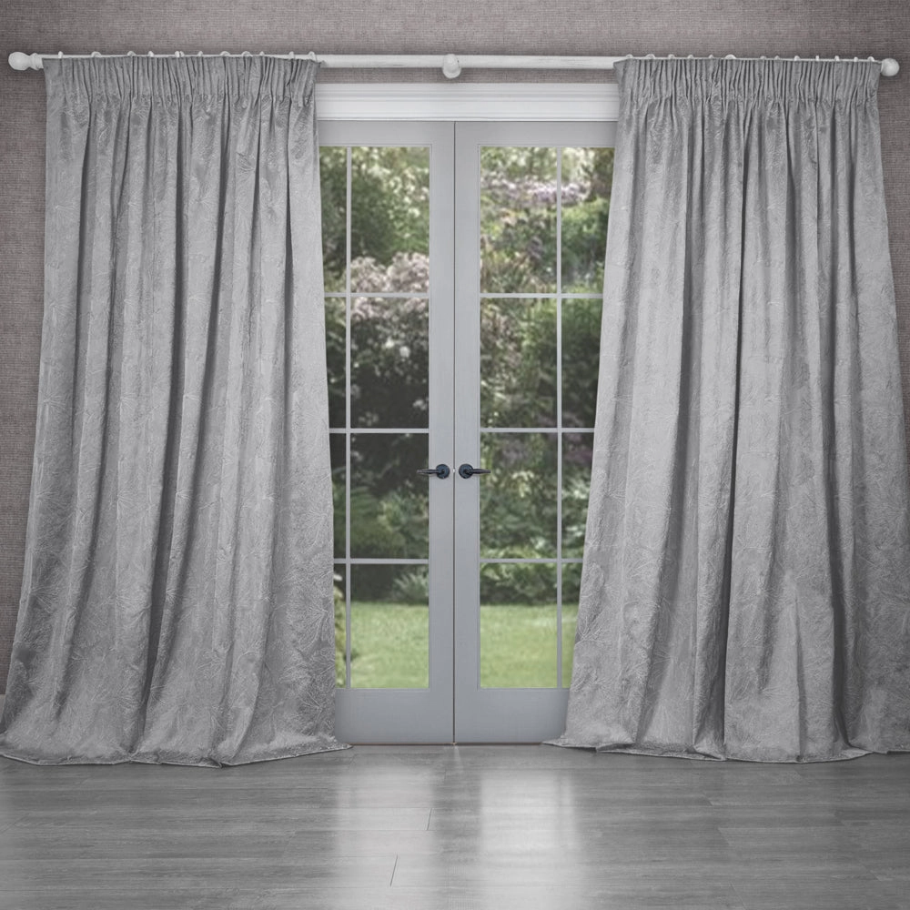 Sitara Embroidered Pencil Pleat Curtains Argenta
