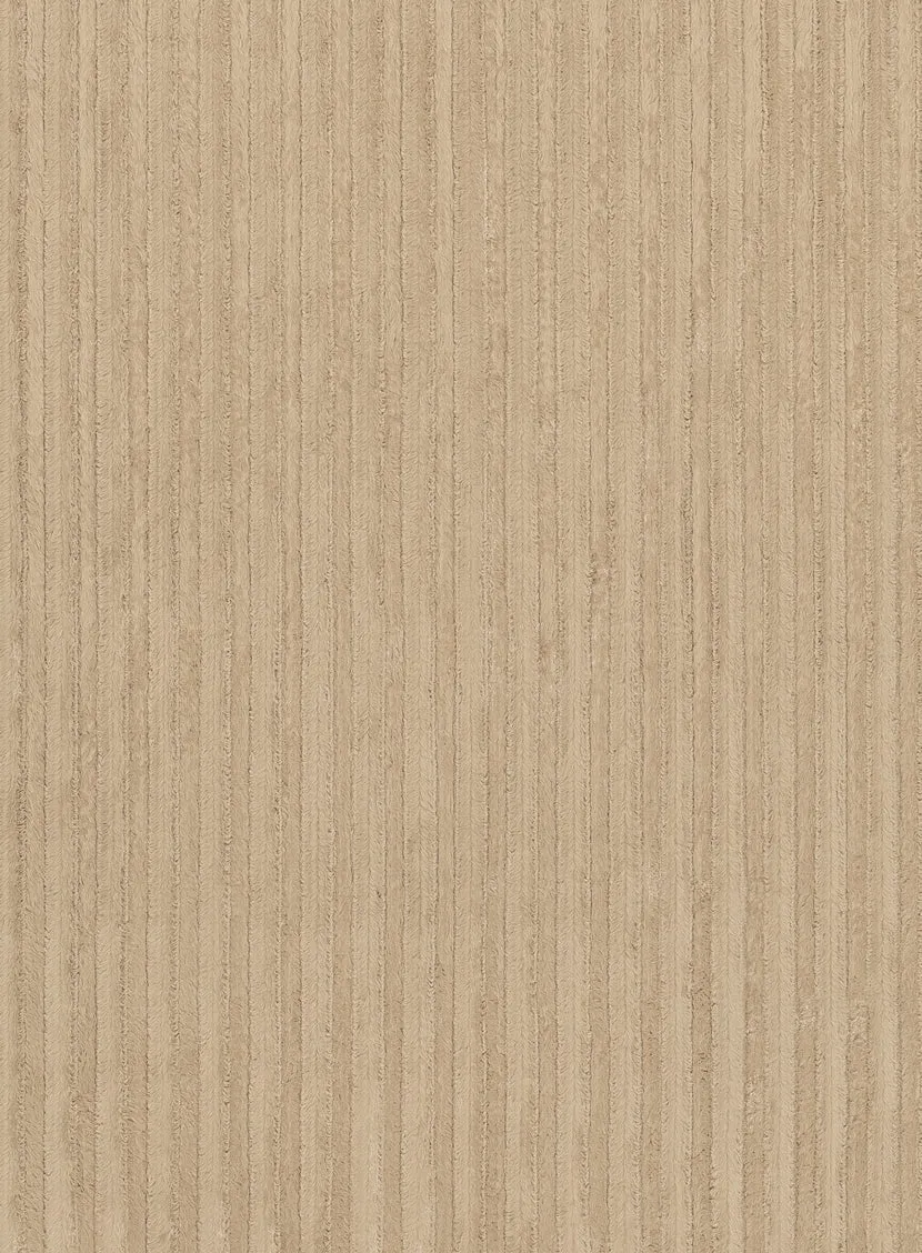 Sitti Beige Striped Washable Faux Fur Rug