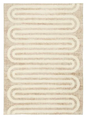 Sloan Beige Curve Pattern Washable Rugmodern color block patchwork rug
