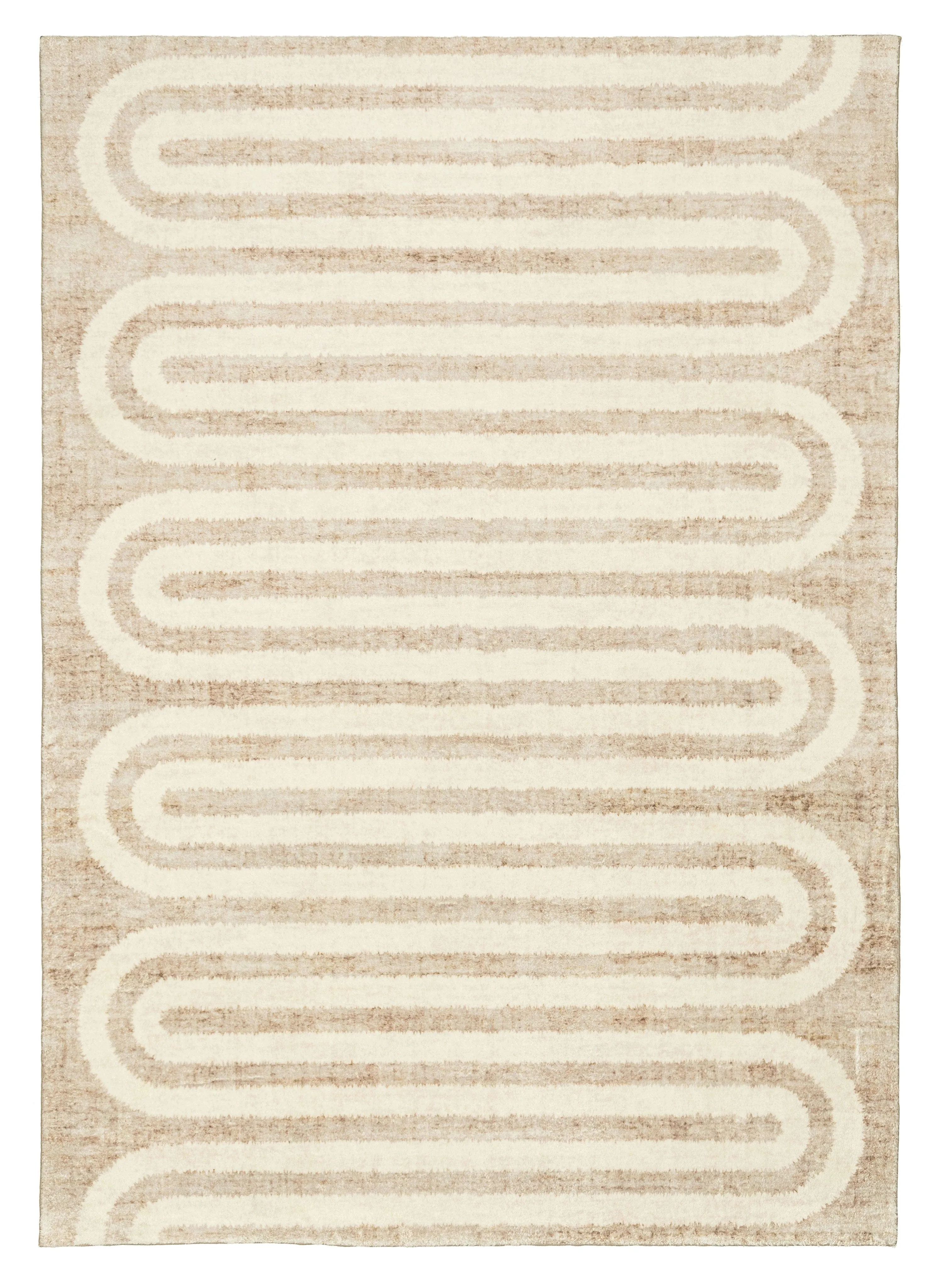 Sloan Beige Curve Pattern Washable Rugmodern color block patchwork rug
