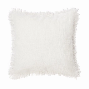 Slub Fringe Cushion Cover 450 X 450 White X Silverbedding sets ,throw blankets 