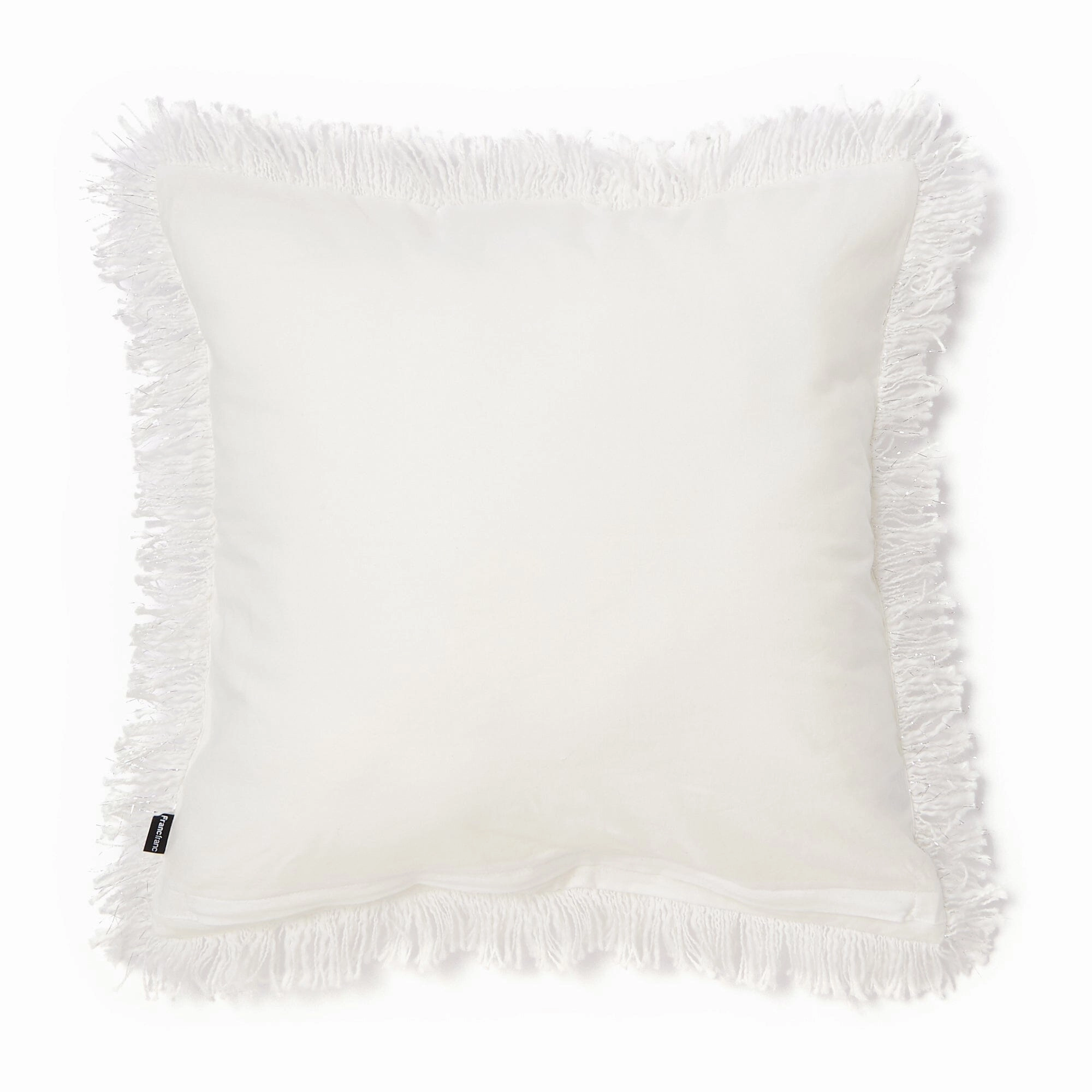 Slub Fringe Cushion Cover 450 X 450 White X Silver