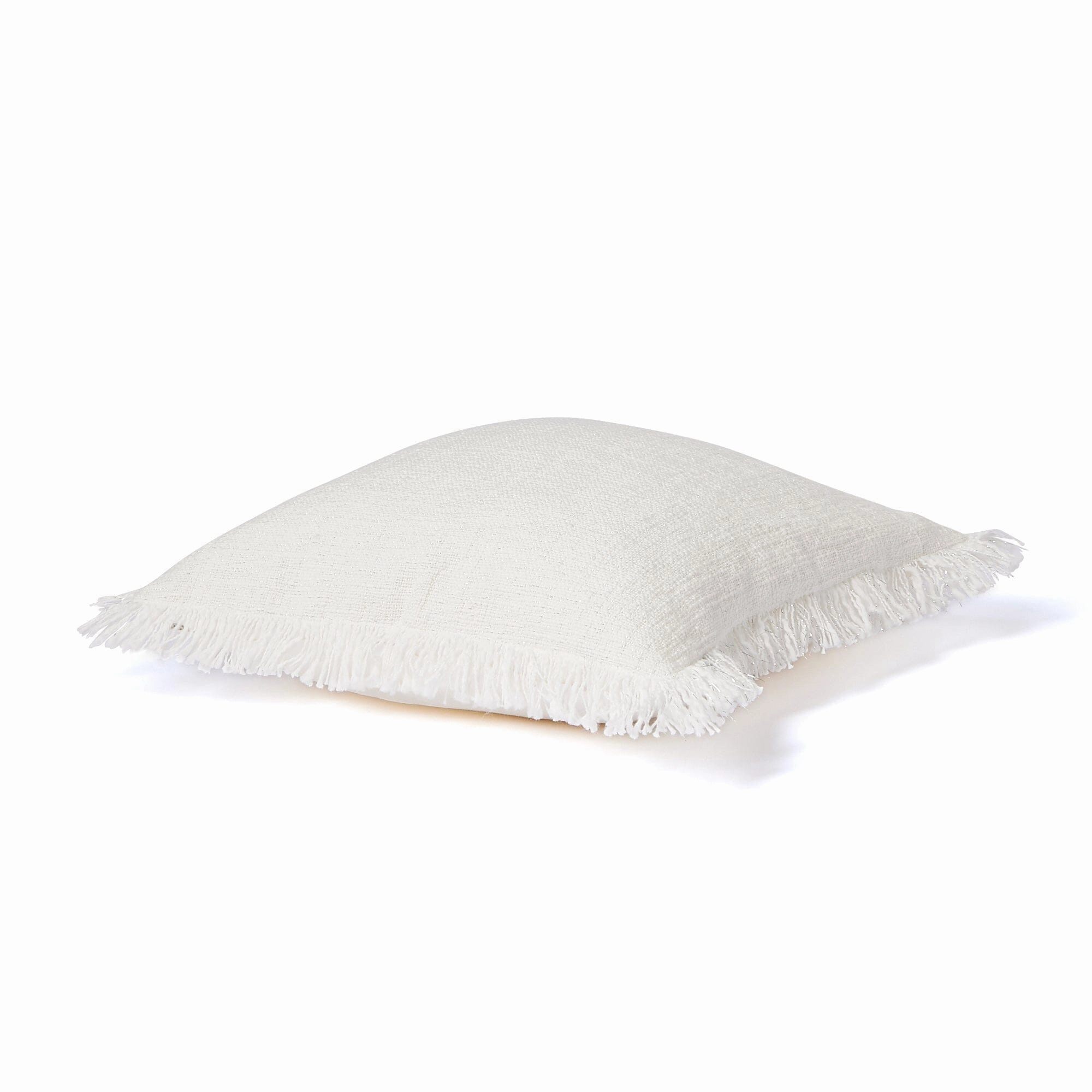 Slub Fringe Cushion Cover 450 X 450 White X Silver