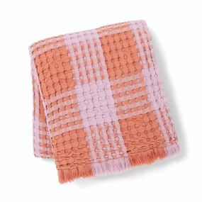 Smooth waffle check throw (lap blanket) 1700 x 1300 Pink x Orangebedding sets ,throw blankets 