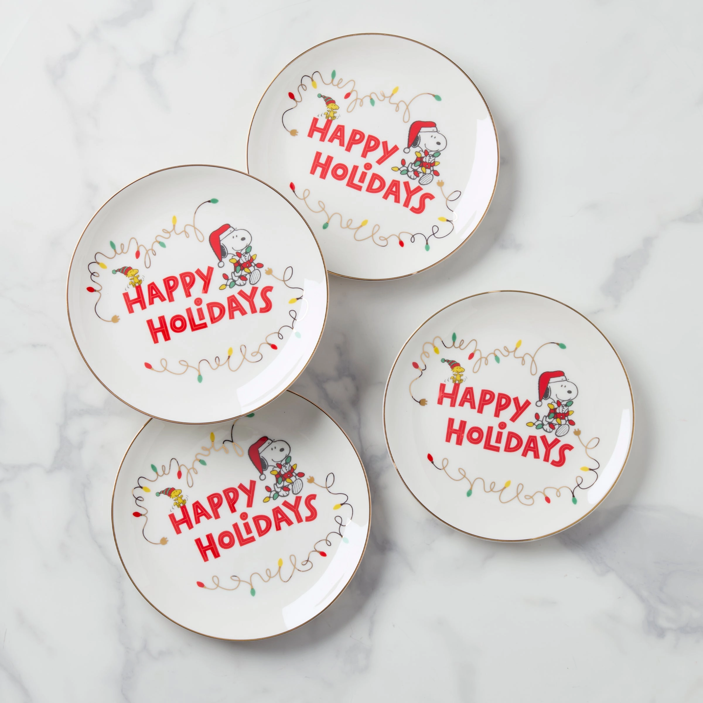 Snoopy Christmas Accent Plates - Set of 4modern kitchen decor ,kitchen dinner set ,dinnerware 