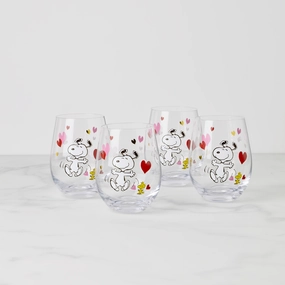 Snoopy Valentine's Day Tumblers - Set Of 4glass cups ,personalized mugs 