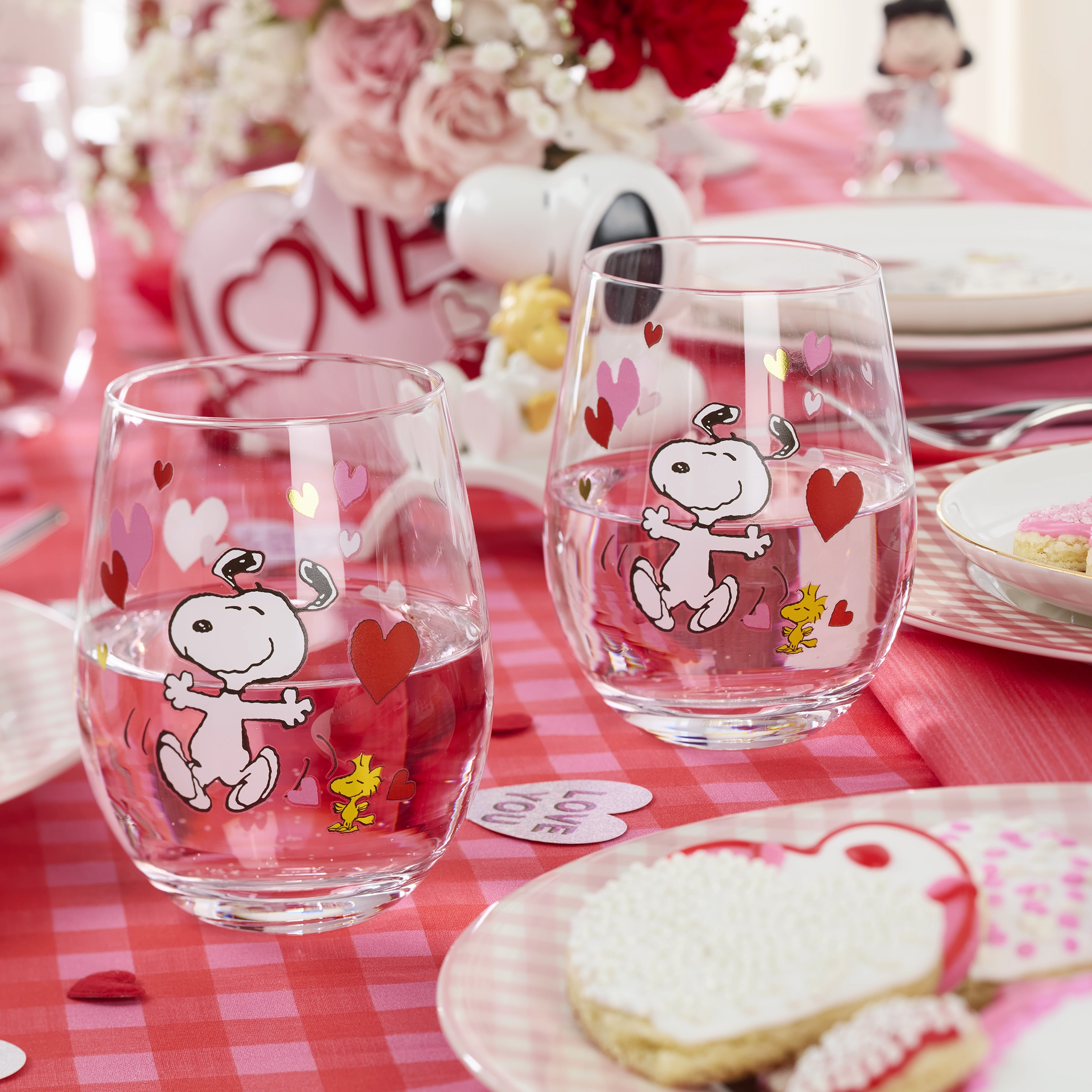 Snoopy Valentine's Day Tumblers - Set Of 4