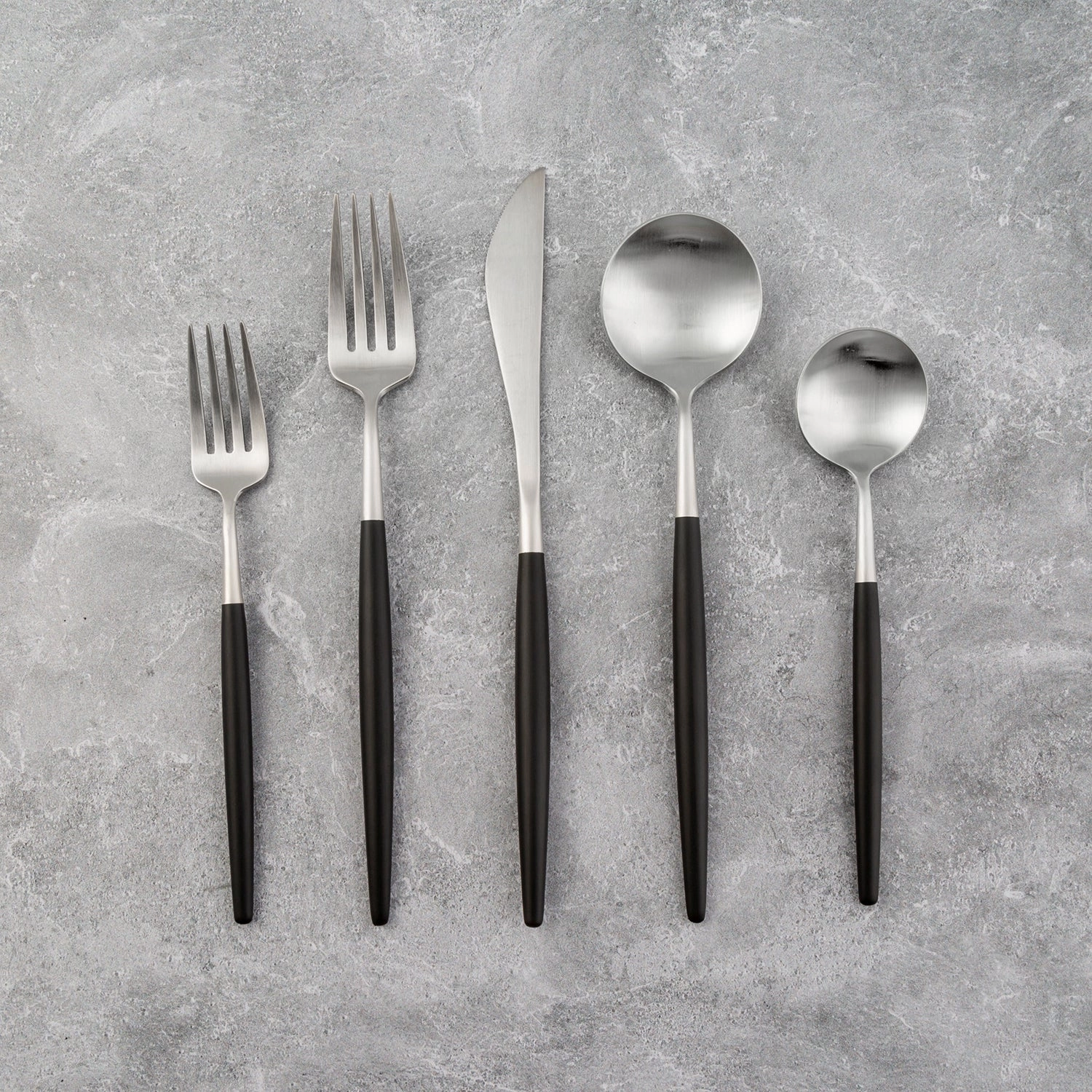 Sojourn Black Satin Pom 20 Piece Flatware Set