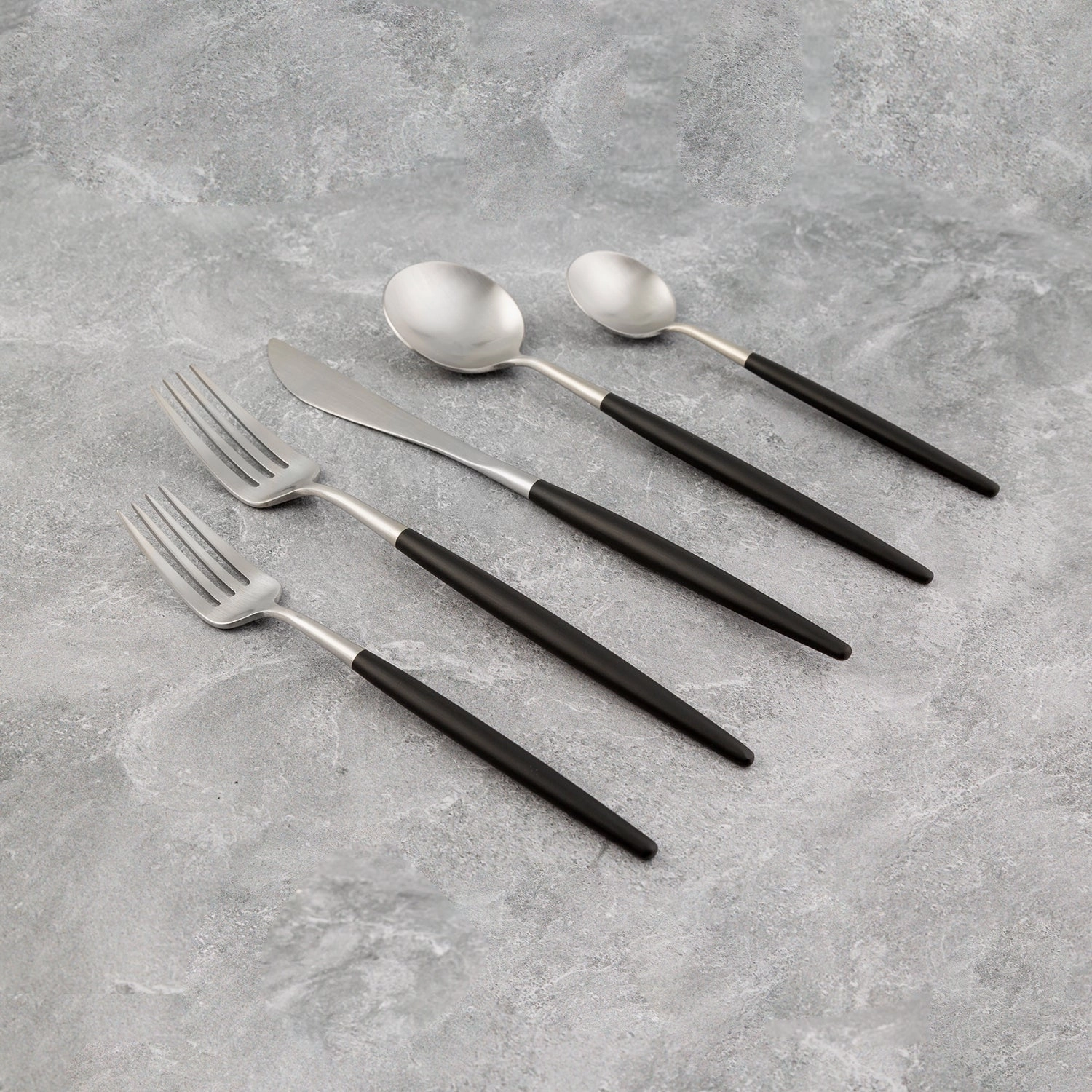 Sojourn Black Satin Pom 20 Piece Flatware Set