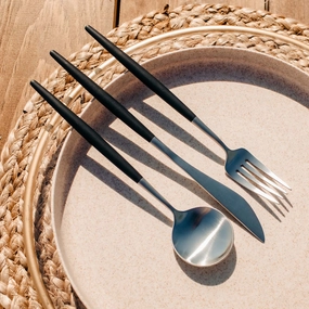 Sojourn Black Satin Pom 20 Piece Flatware Seteco-friendly bamboo fiber tableware set 