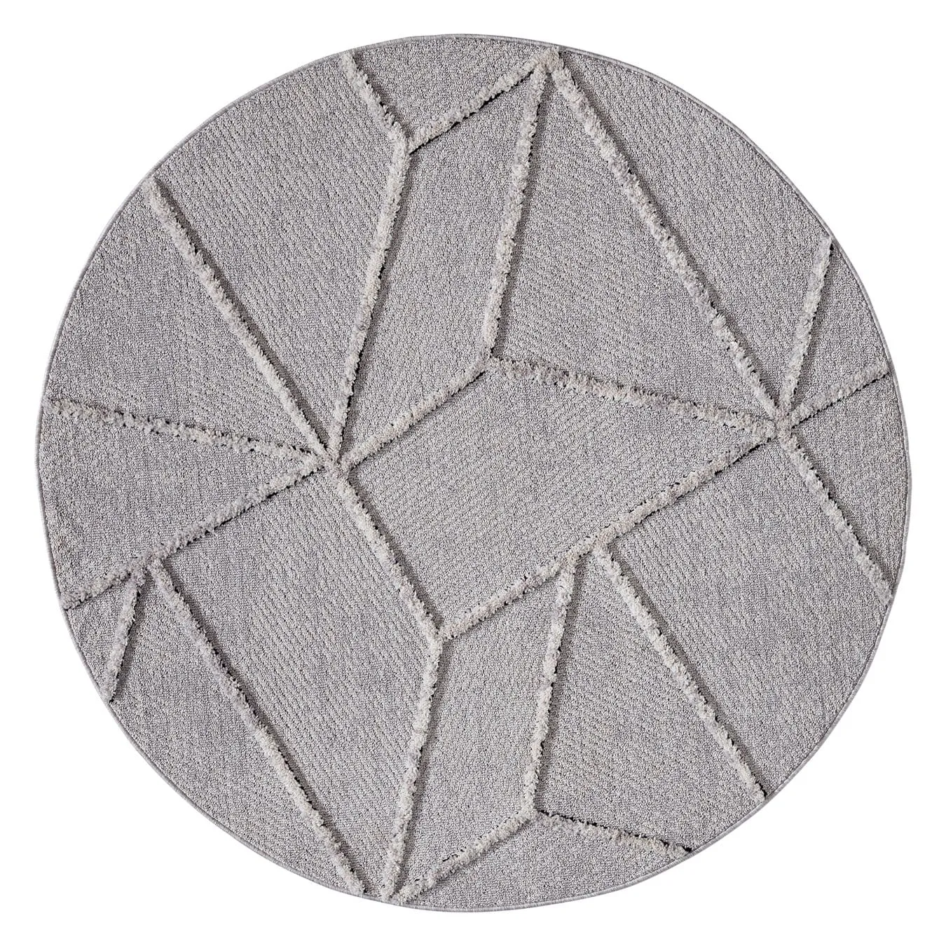 Soraya Grey Abstract Textured Round Rugmodern color block patchwork rug